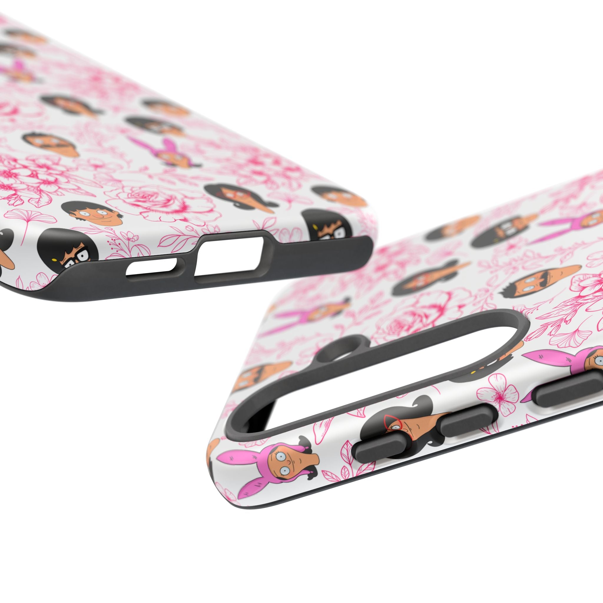 Bob's Burgers inspired Phone Case — Floral Pattern with Character Faces iPhone, Samsung, Google Phones