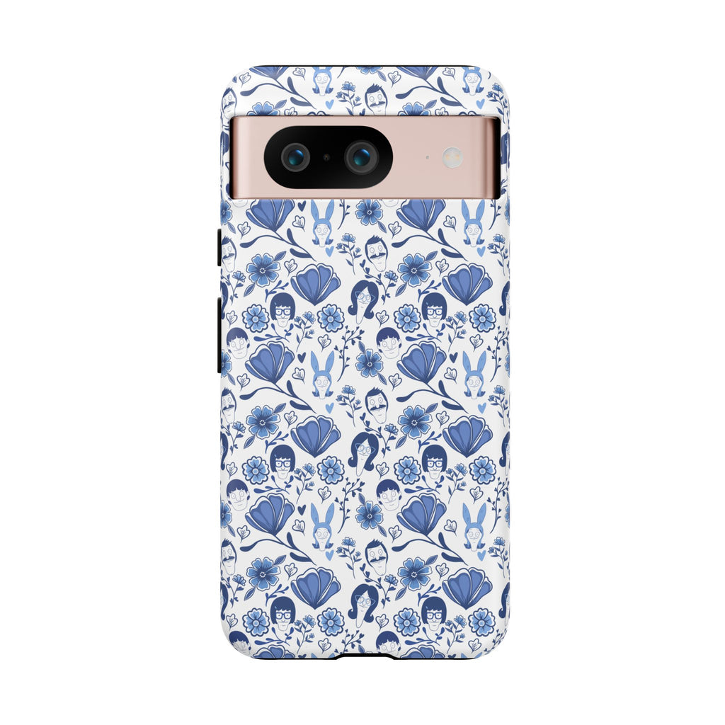 Bob's Burgers Inspired Blue Fine China Floral Tough Phone Case for iPhone, Google, and Samsung