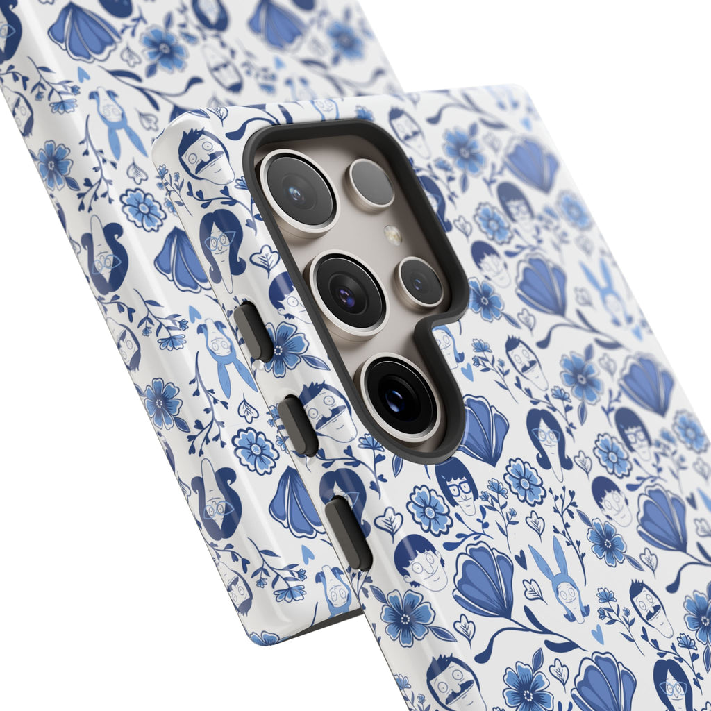 Bob's Burgers Inspired Blue Fine China Floral Tough Phone Case for iPhone, Google, and Samsung