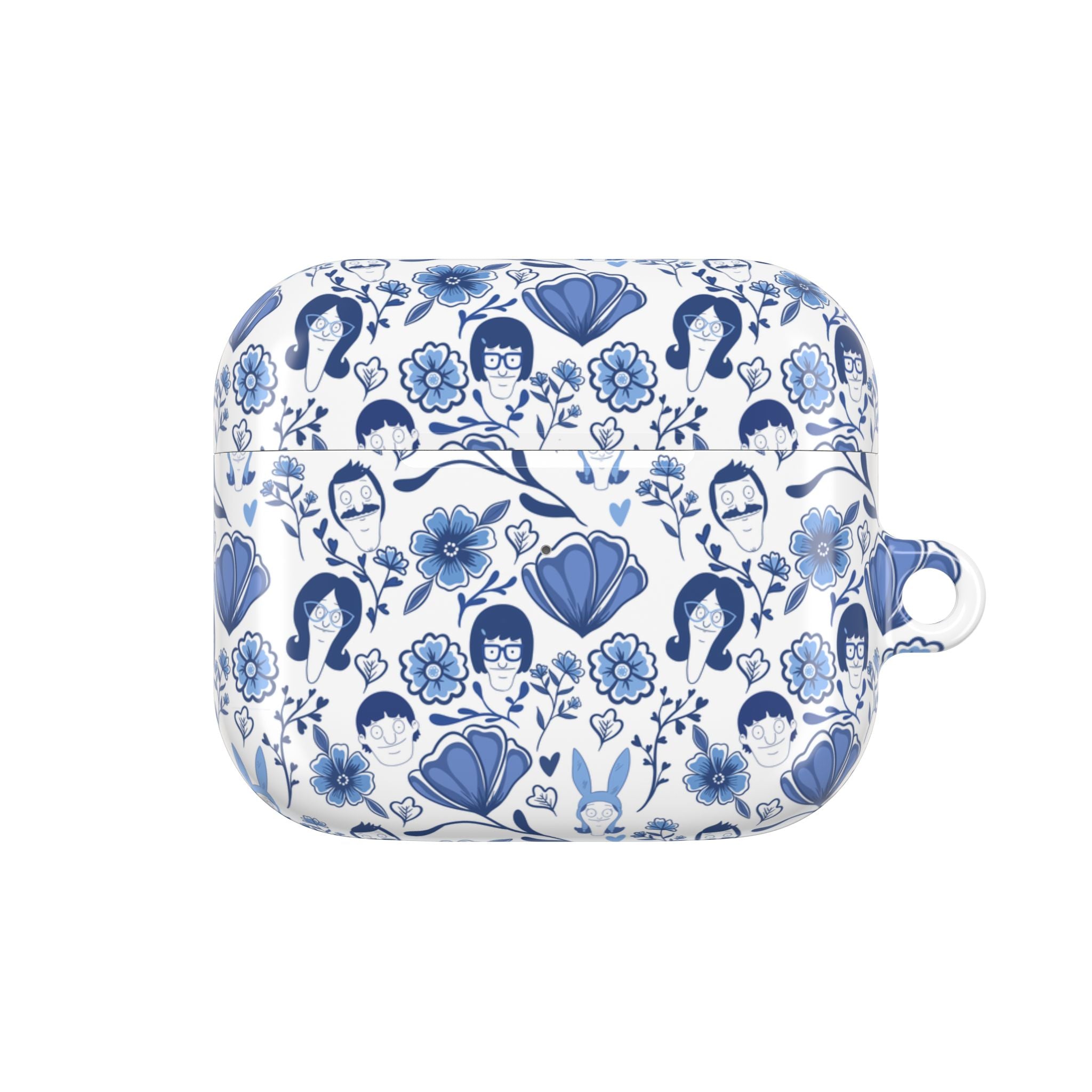 Bobs Burgers Inspired Floral AirPod Cases, Cute Earbud Holder, Blue Flower Protective Cover, Gift for Music Lovers, Trendy Tech Accessory