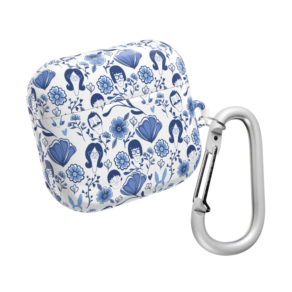 Bobs Burgers Inspired Floral AirPod Cases, Cute Earbud Holder, Blue Flower Protective Cover, Gift for Music Lovers, Trendy Tech Accessory