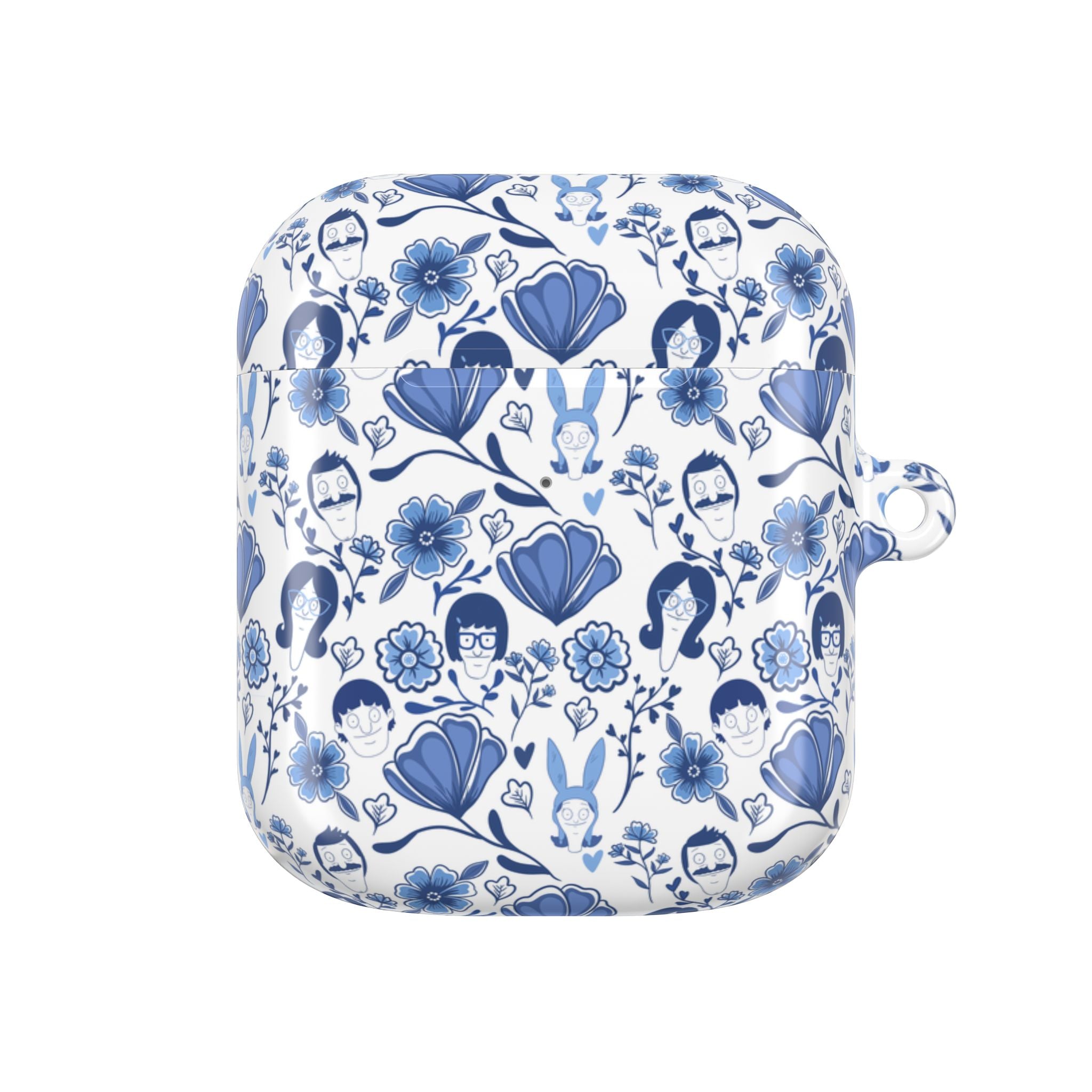 Bobs Burgers Inspired Floral AirPod Cases, Cute Earbud Holder, Blue Flower Protective Cover, Gift for Music Lovers, Trendy Tech Accessory