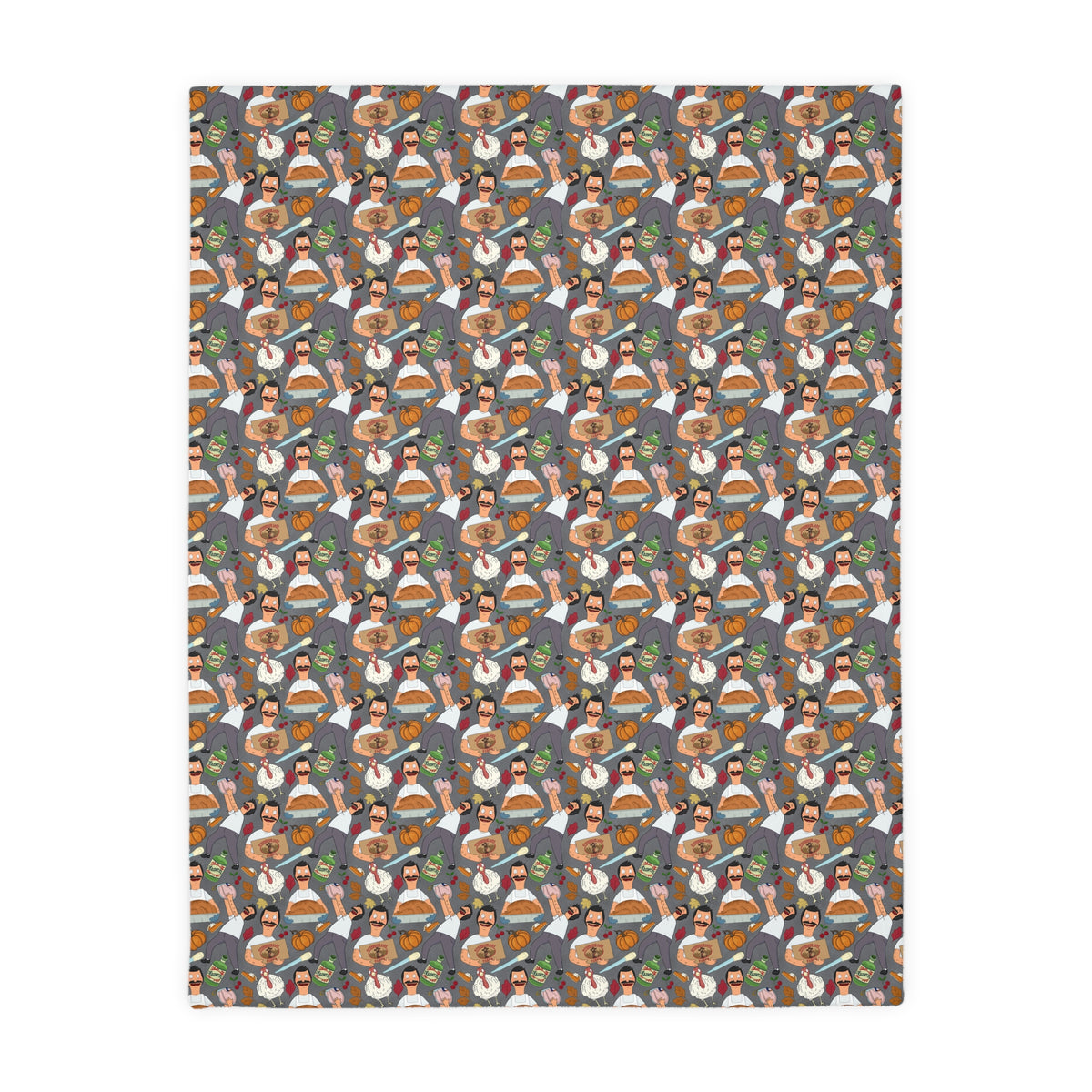 Gray Thanksgiving Bob Velveteen Blanket (Double Side Print)