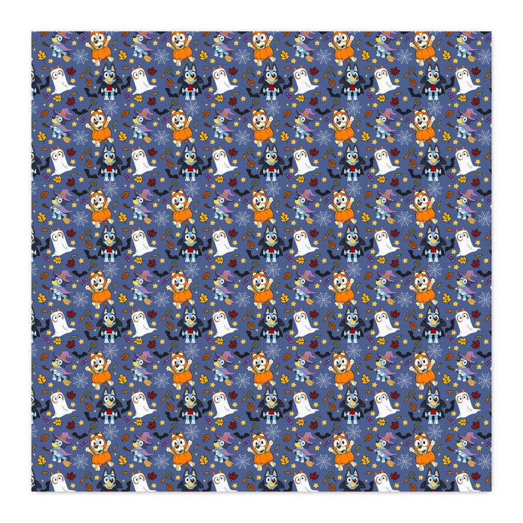 Blue Pup Halloween Combed Cotton Fabric by the Yard