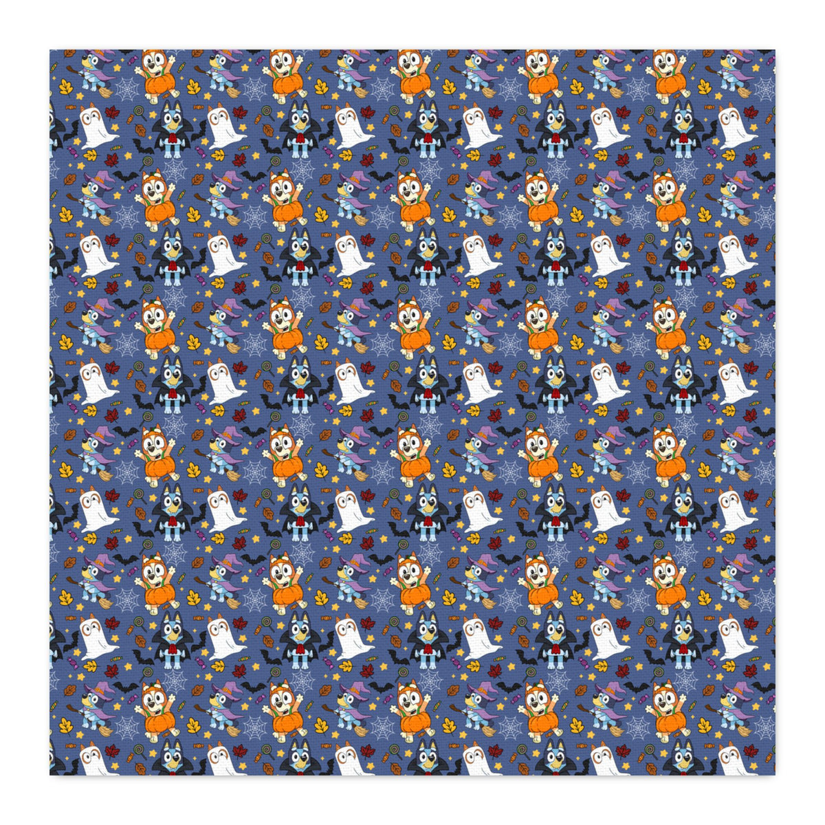 Blue Pup Halloween Combed Cotton Fabric by the Yard