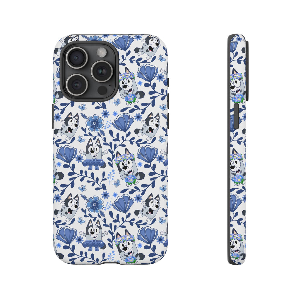Cute Dog-Themed Phone Case, Floral Phone Cover, Gift for Dog Lovers, Pet Owner Accessories, Trendy Mobile Cases