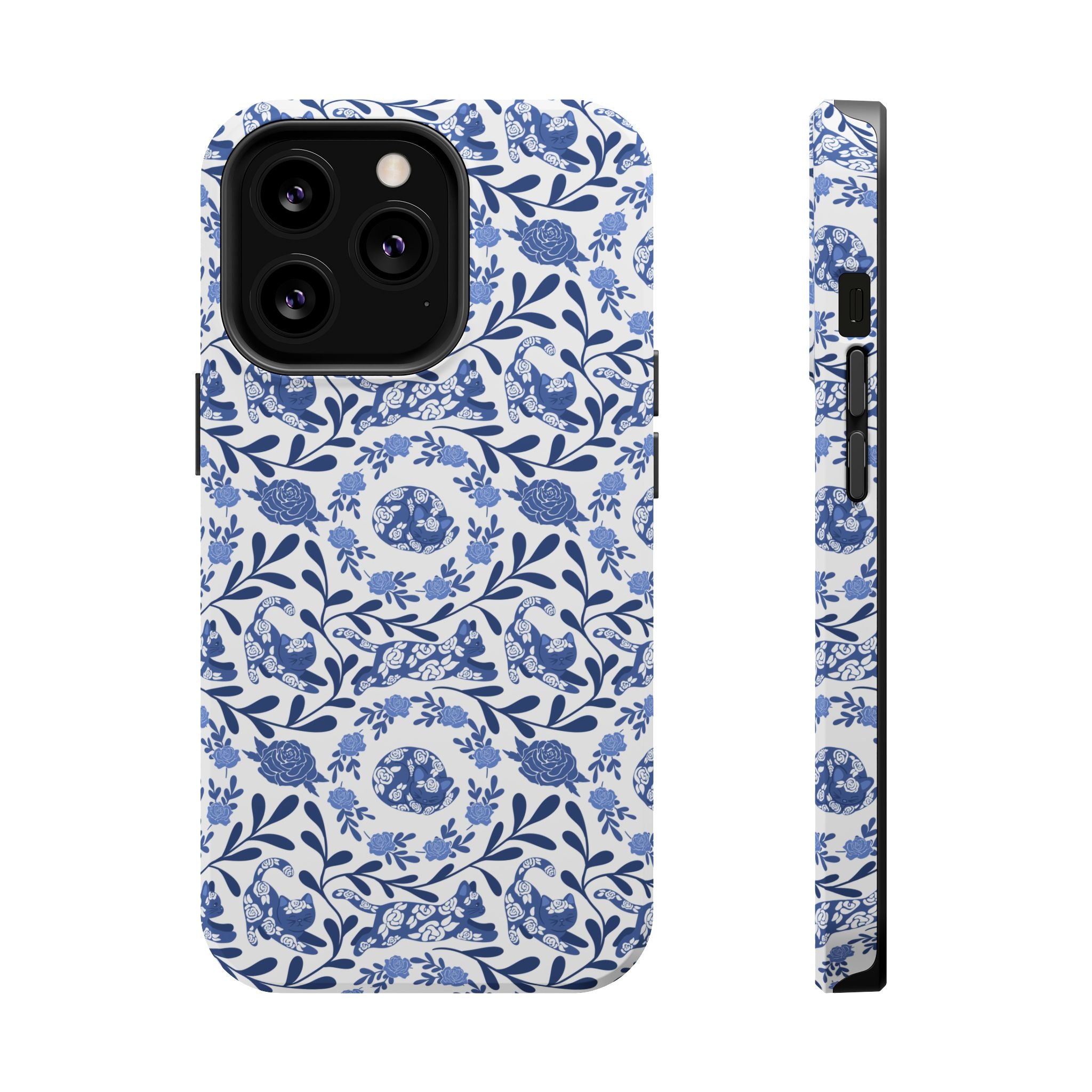 Floral Kitty Fine China iPhone Case  – Magnetic Impact-Resistant