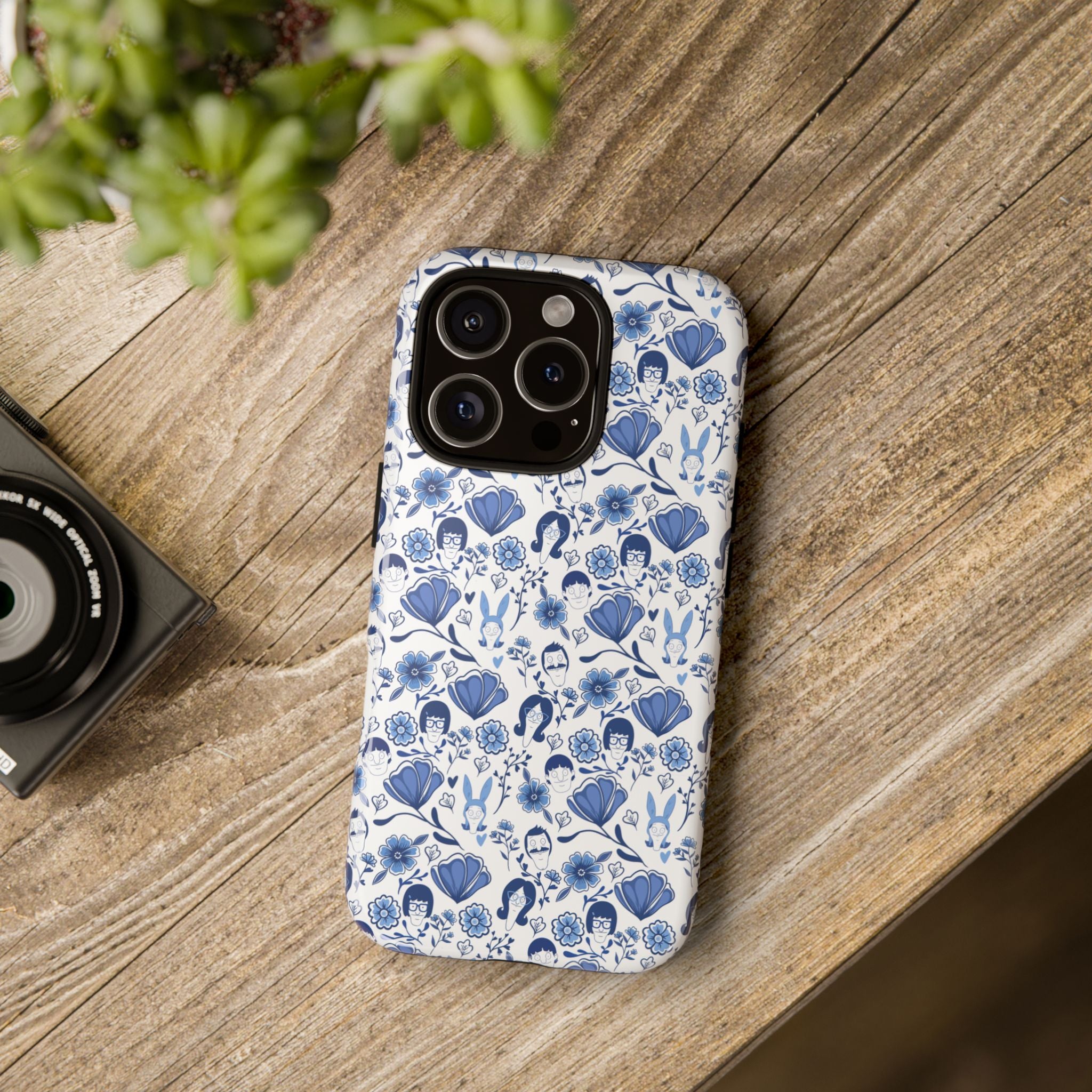 Bob's Burgers Inspired Blue Fine China Floral Tough Phone Case for iPhone, Google, and Samsung