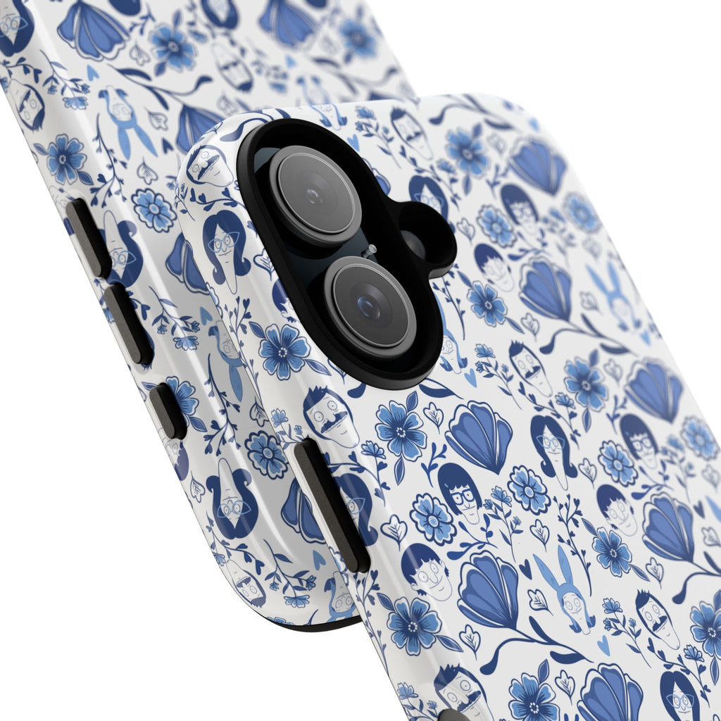 Bob's Burgers Inspired Blue Fine China Floral Tough Phone Case for iPhone, Google, and Samsung
