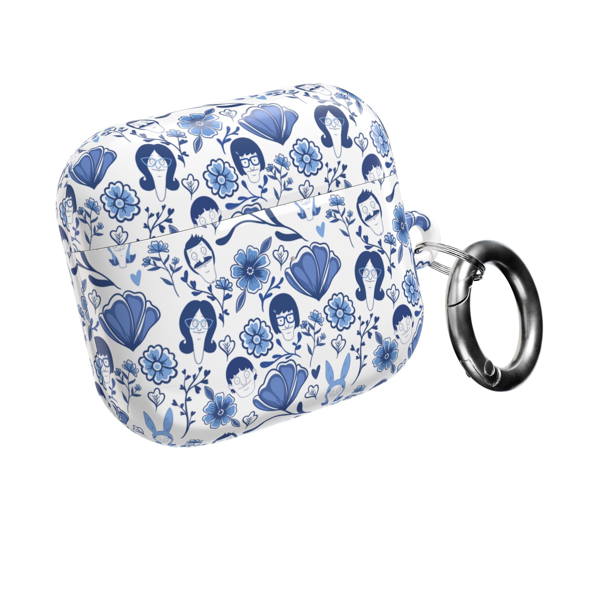 Bobs Burgers Inspired Floral AirPod Cases, Cute Earbud Holder, Blue Flower Protective Cover, Gift for Music Lovers, Trendy Tech Accessory