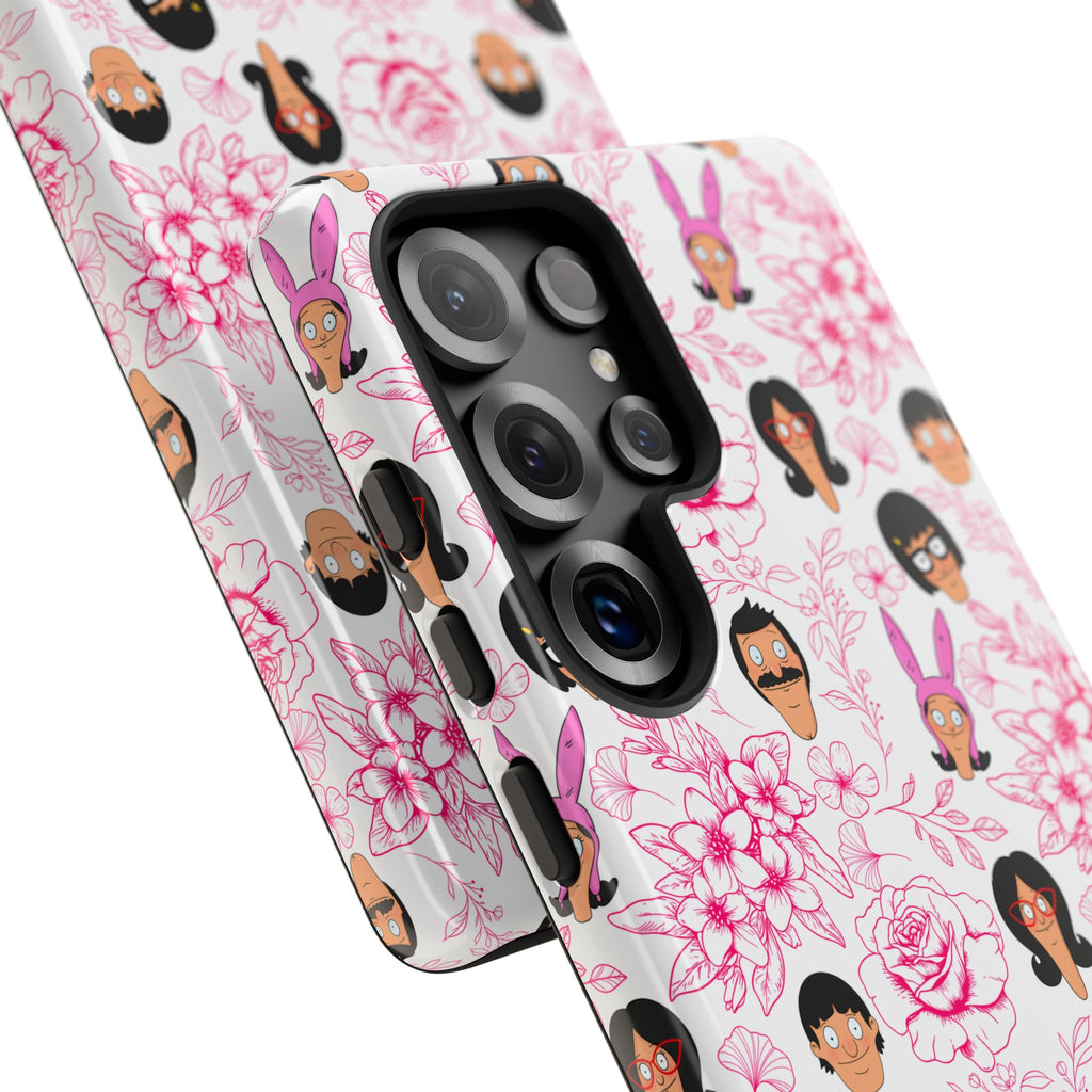 Bob's Burgers inspired Phone Case — Floral Pattern with Character Faces iPhone, Samsung, Google Phones