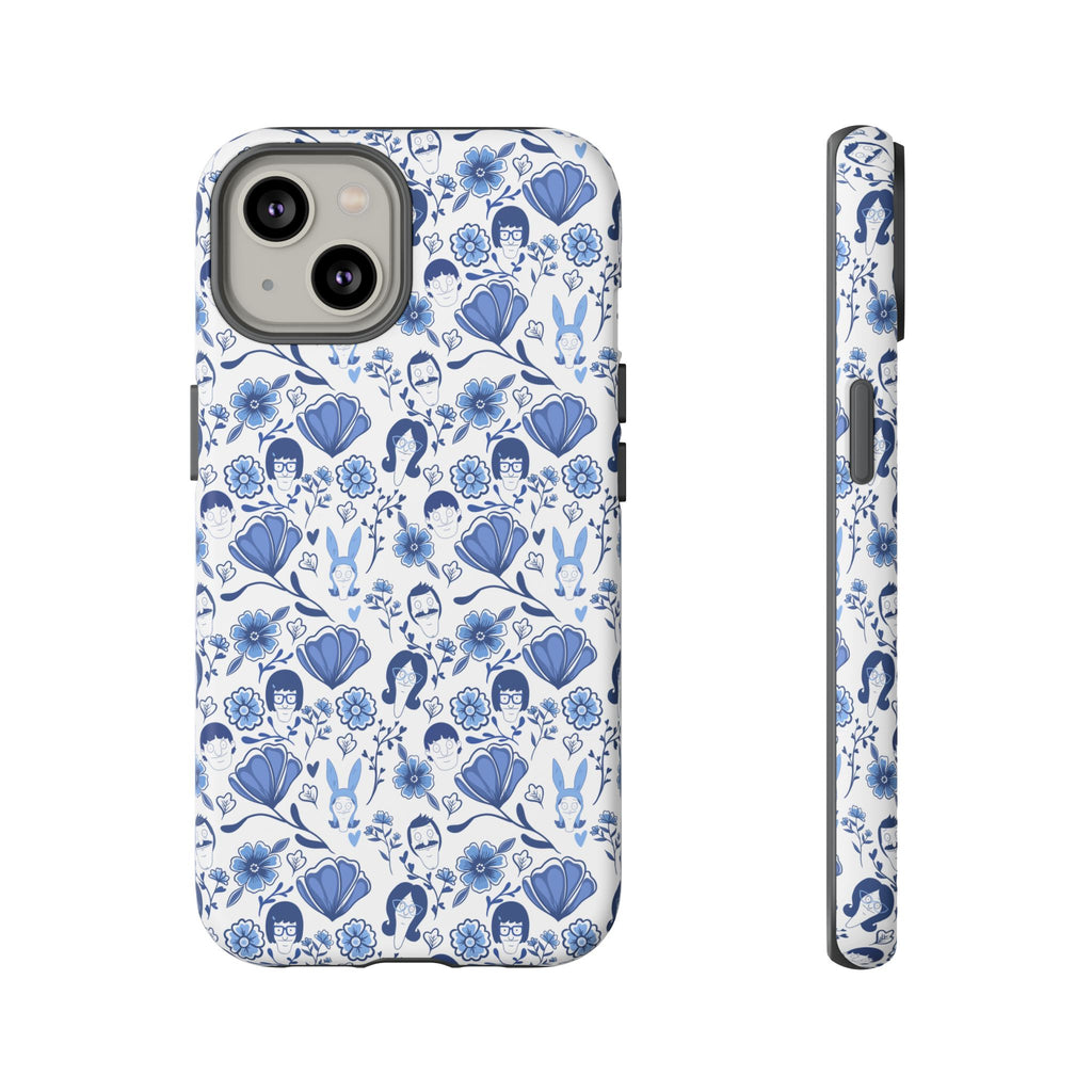 Bob's Burgers Inspired Blue Fine China Floral Tough Phone Case for iPhone, Google, and Samsung