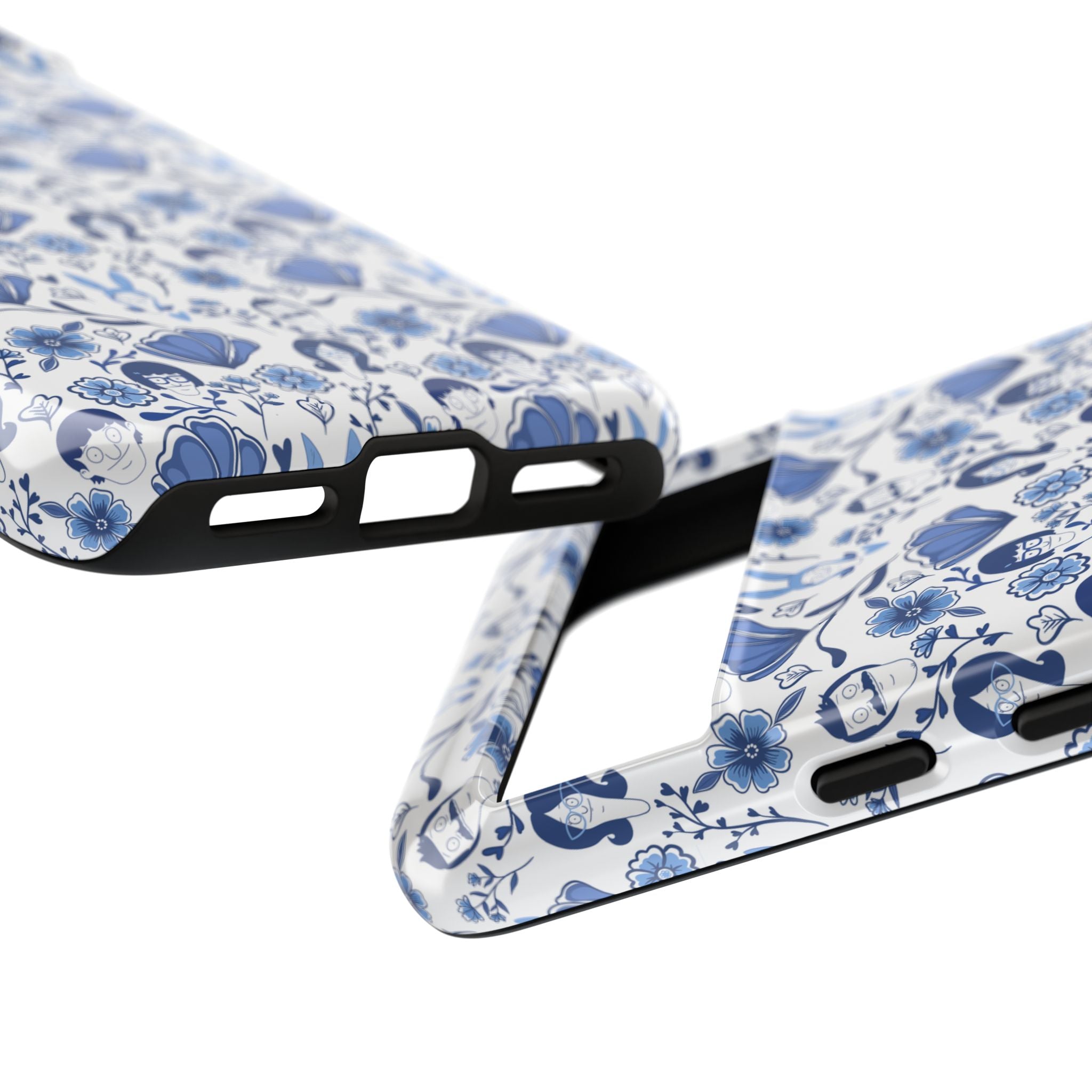 Bob's Burgers Inspired Blue Fine China Floral Tough Phone Case for iPhone, Google, and Samsung