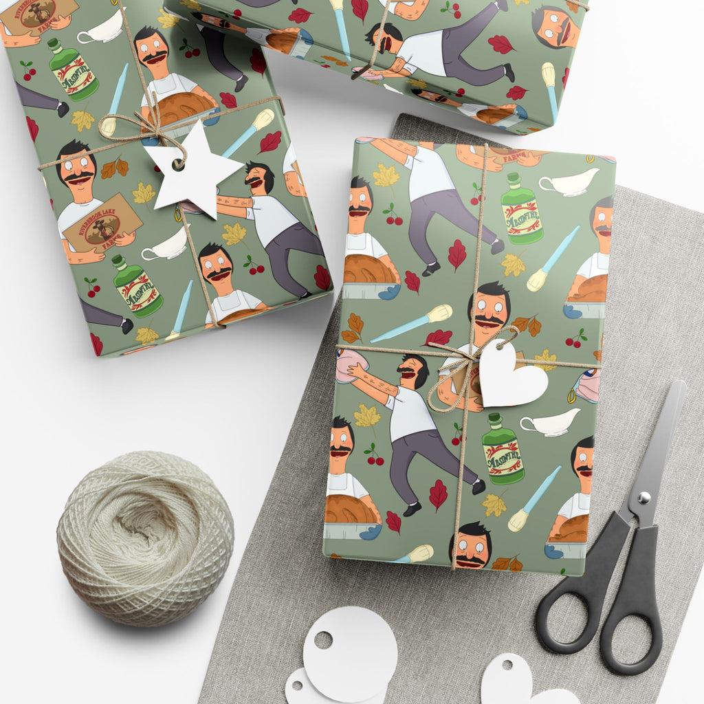 Bob's Burgers Inspired Gift Wrap Paper — Quirky Thanksgiving Bob Pattern