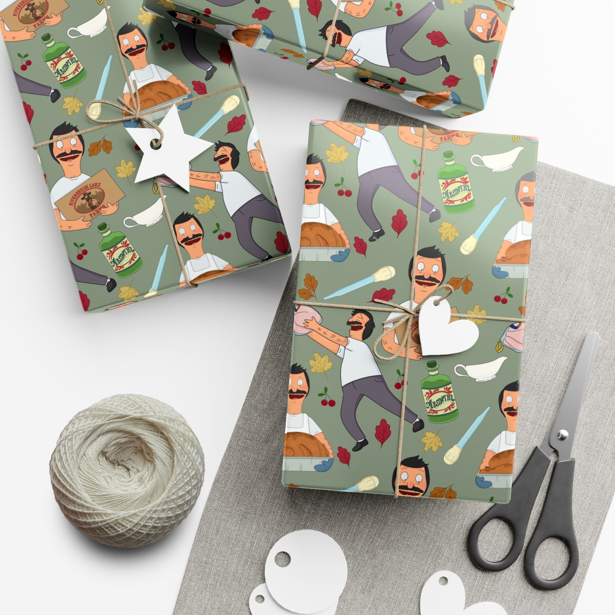 Bob's Burgers Inspired Gift Wrap Paper — Quirky Thanksgiving Bob Pattern