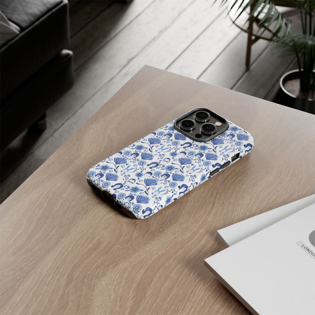 Bob's Burgers Inspired Blue Fine China Floral Tough Phone Case for iPhone, Google, and Samsung
