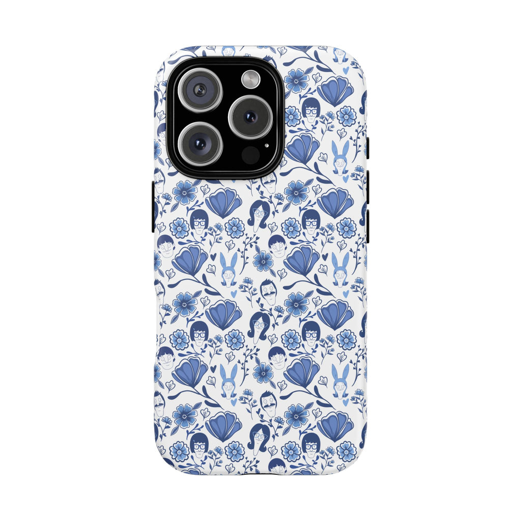 Bob's Burgers Inspired Blue Fine China Floral Tough Phone Case for iPhone, Google, and Samsung