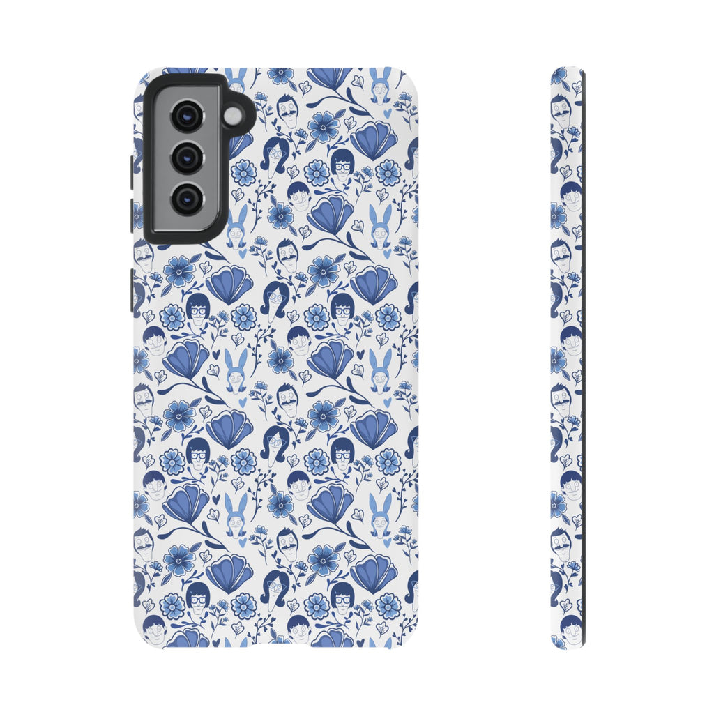 Bob's Burgers Inspired Blue Fine China Floral Tough Phone Case for iPhone, Google, and Samsung