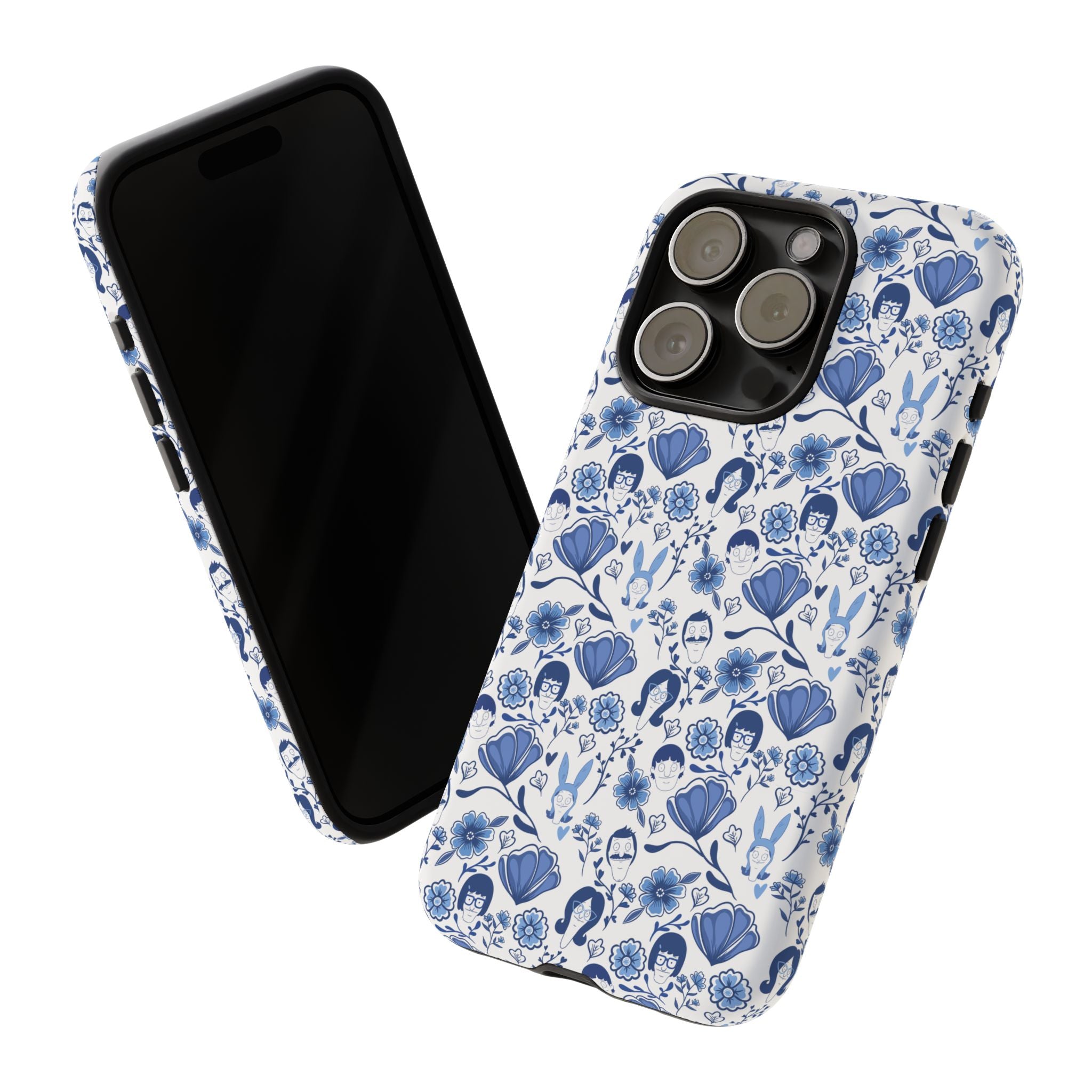 Bob's Burgers Inspired Blue Fine China Floral Tough Phone Case for iPhone, Google, and Samsung