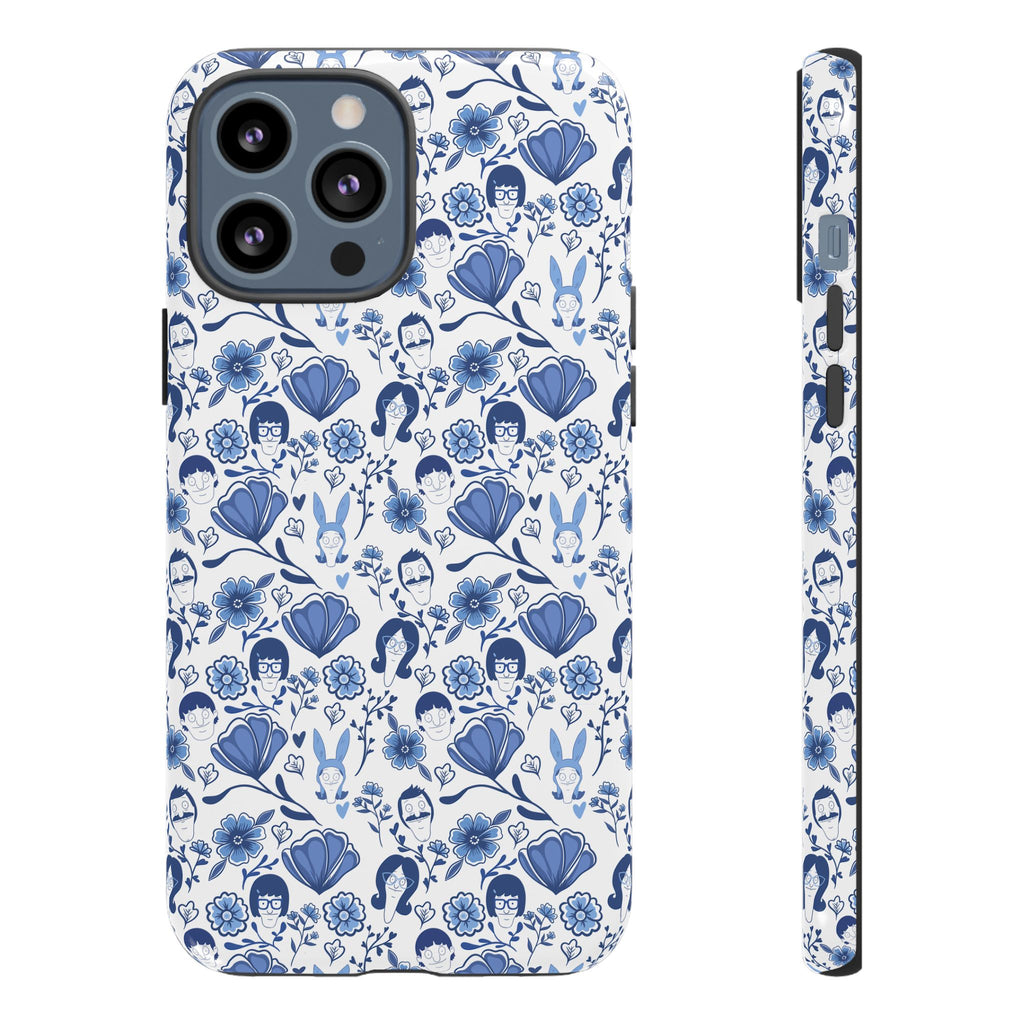 Bob's Burgers Inspired Blue Fine China Floral Tough Phone Case for iPhone, Google, and Samsung