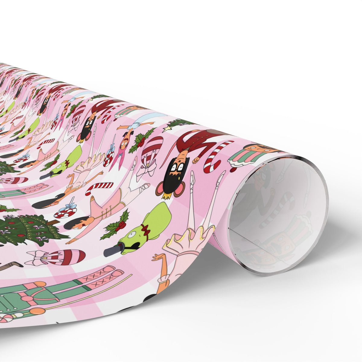 Belcher's Nutcracker Pink Plaid Gift Wrap
