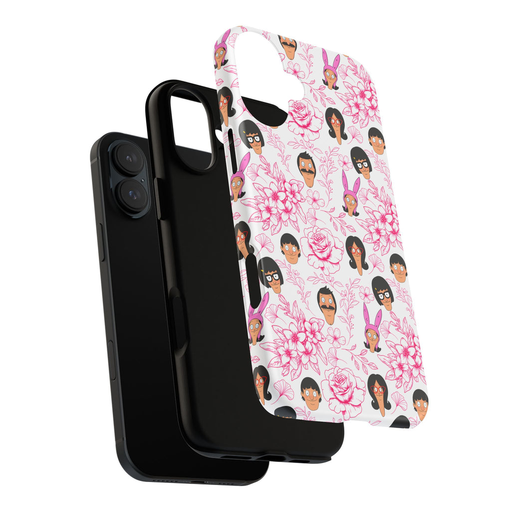 Bob's Burgers inspired Phone Case — Floral Pattern with Character Faces iPhone, Samsung, Google Phones