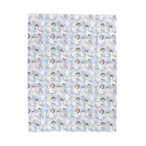Belcher's Silly Goose Velveteen Plush Blanket — Soft Blue Fairy Tale Throw for Girls & Nursery