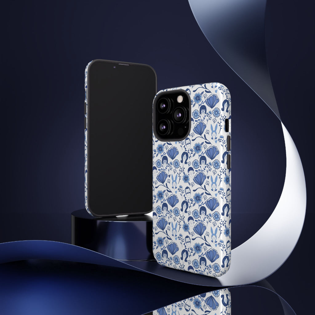 Bob's Burgers Inspired Blue Fine China Floral Tough Phone Case for iPhone, Google, and Samsung