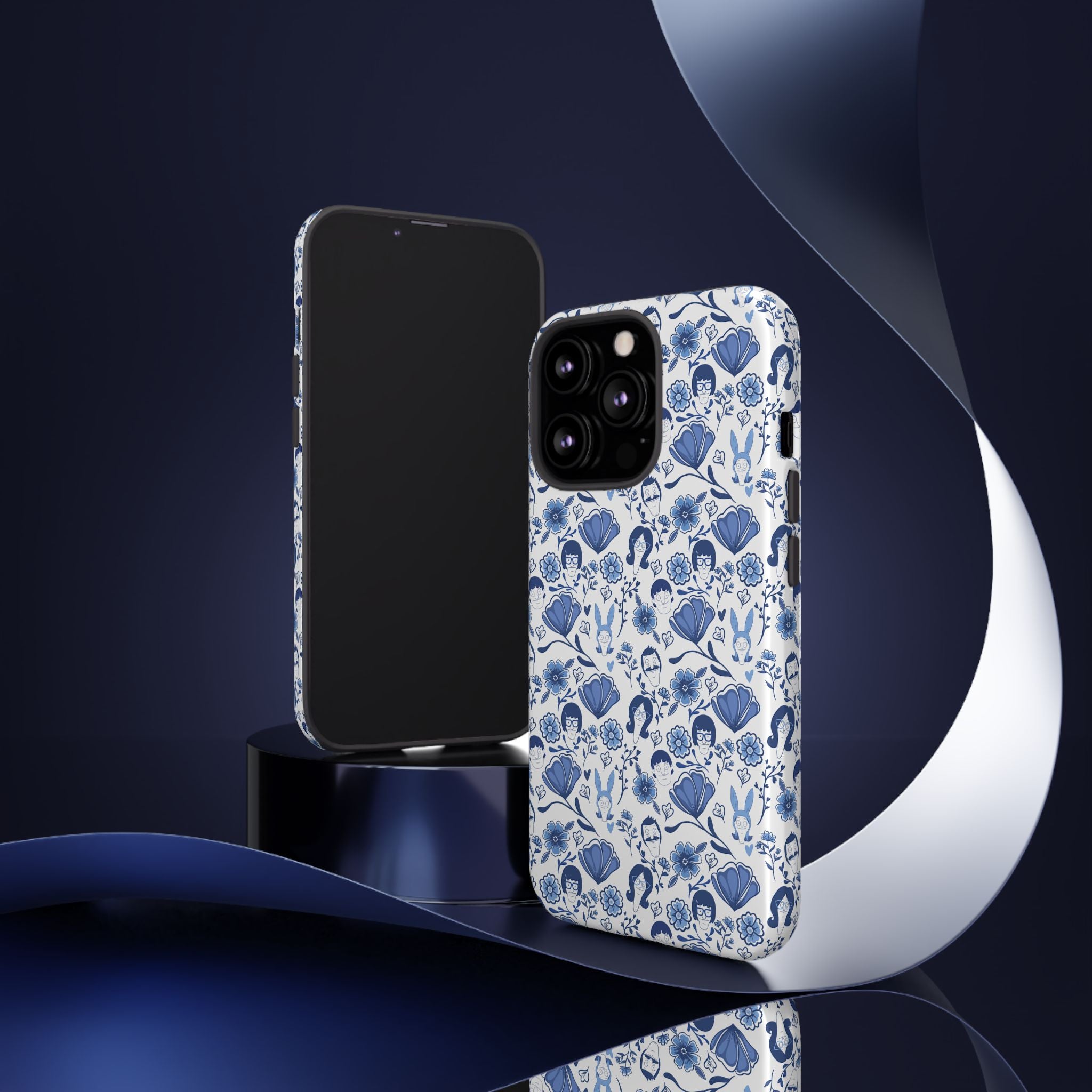Bob's Burgers Inspired Blue Fine China Floral Tough Phone Case for iPhone, Google, and Samsung