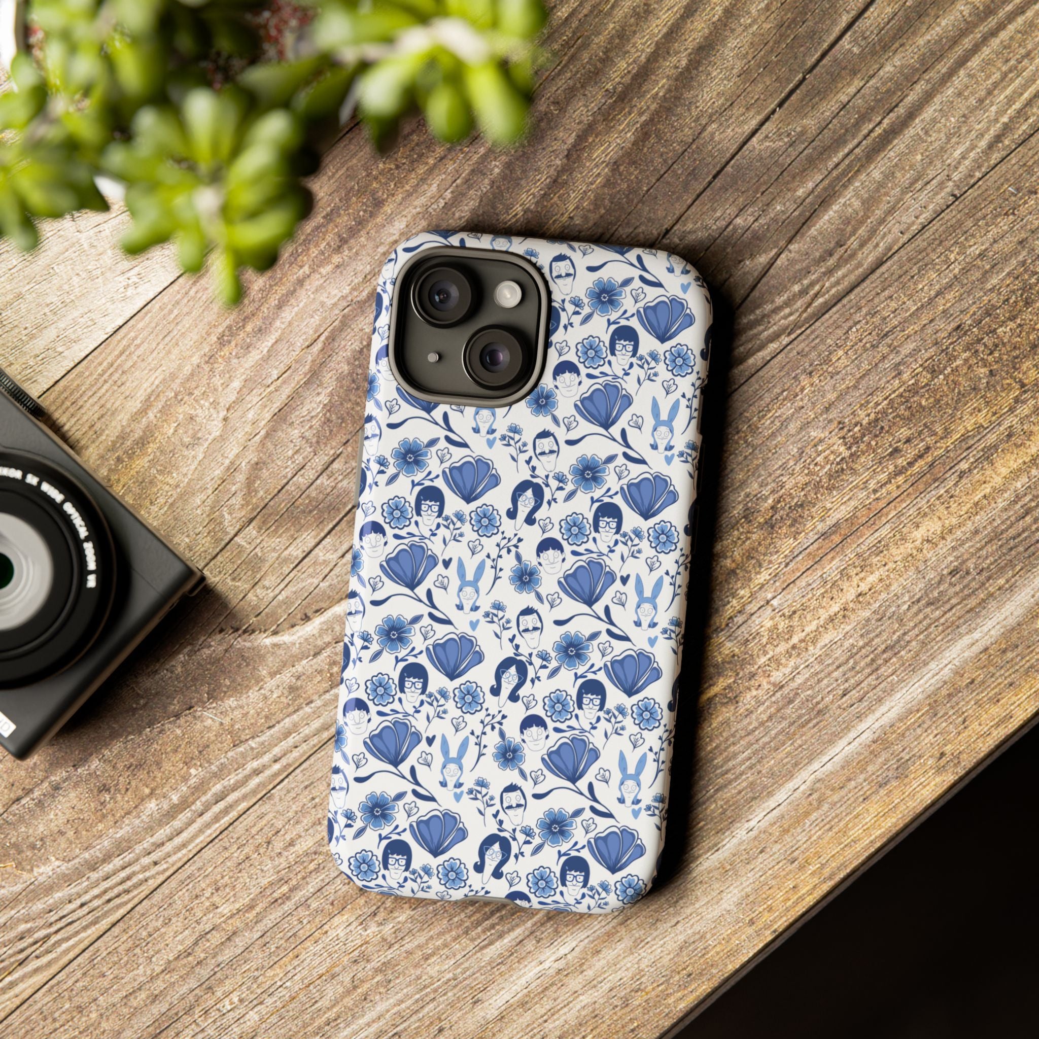 Bob's Burgers Inspired Blue Fine China Floral Tough Phone Case for iPhone, Google, and Samsung