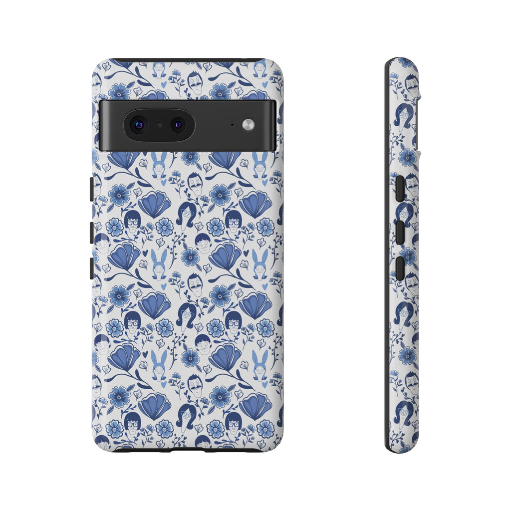 Bob's Burgers Inspired Blue Fine China Floral Tough Phone Case for iPhone, Google, and Samsung