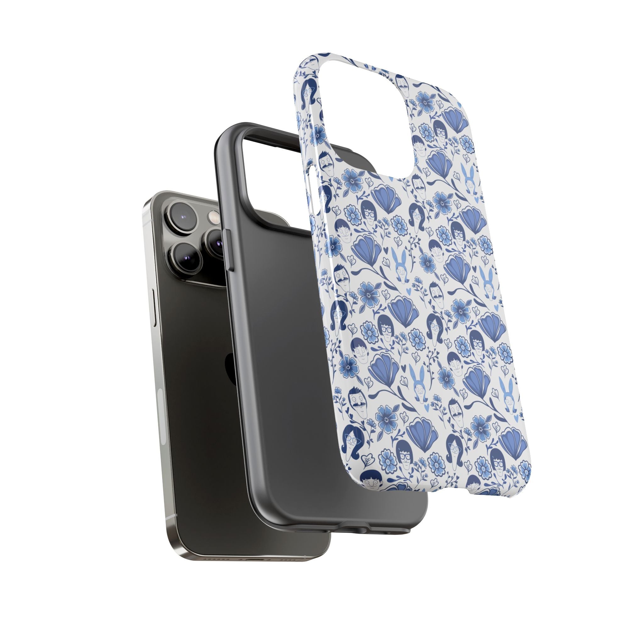 Bob's Burgers Inspired Blue Fine China Floral Tough Phone Case for iPhone, Google, and Samsung