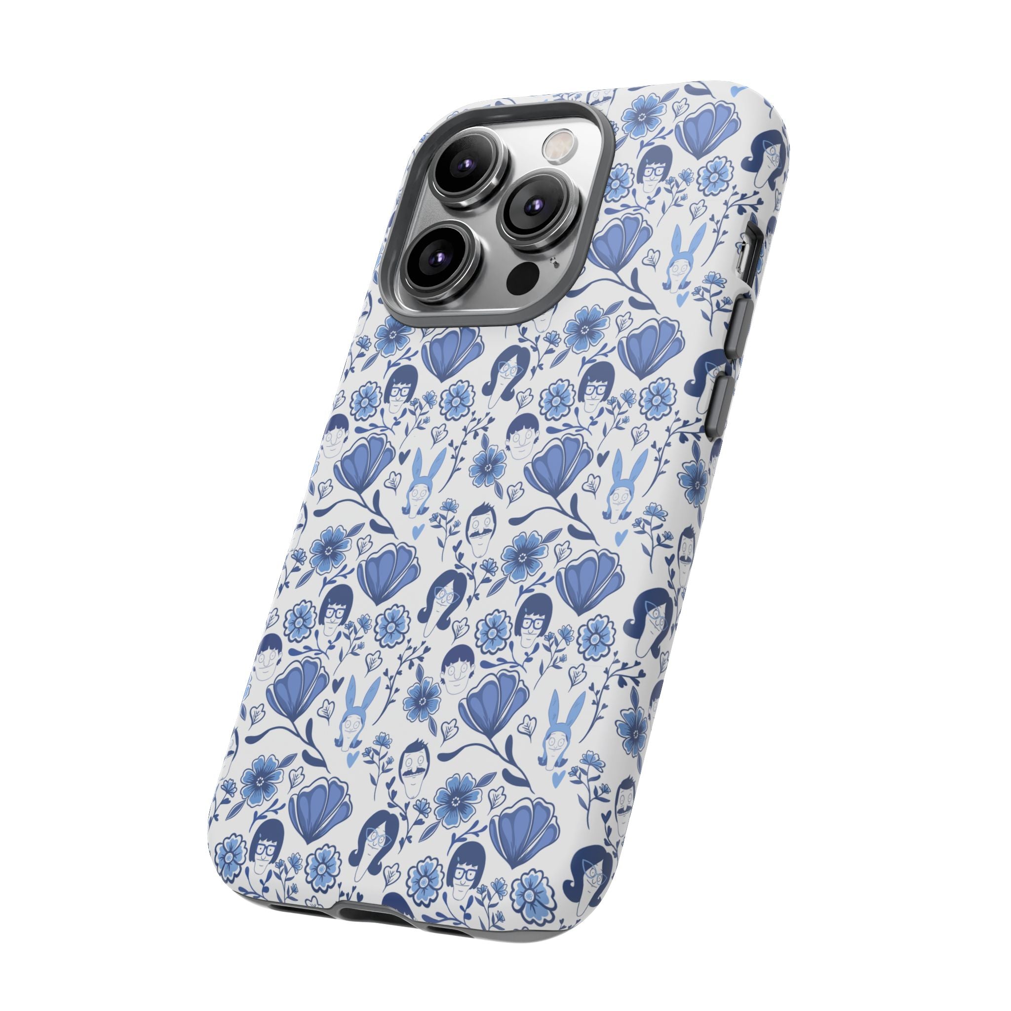 Bob's Burgers Inspired Blue Fine China Floral Tough Phone Case for iPhone, Google, and Samsung