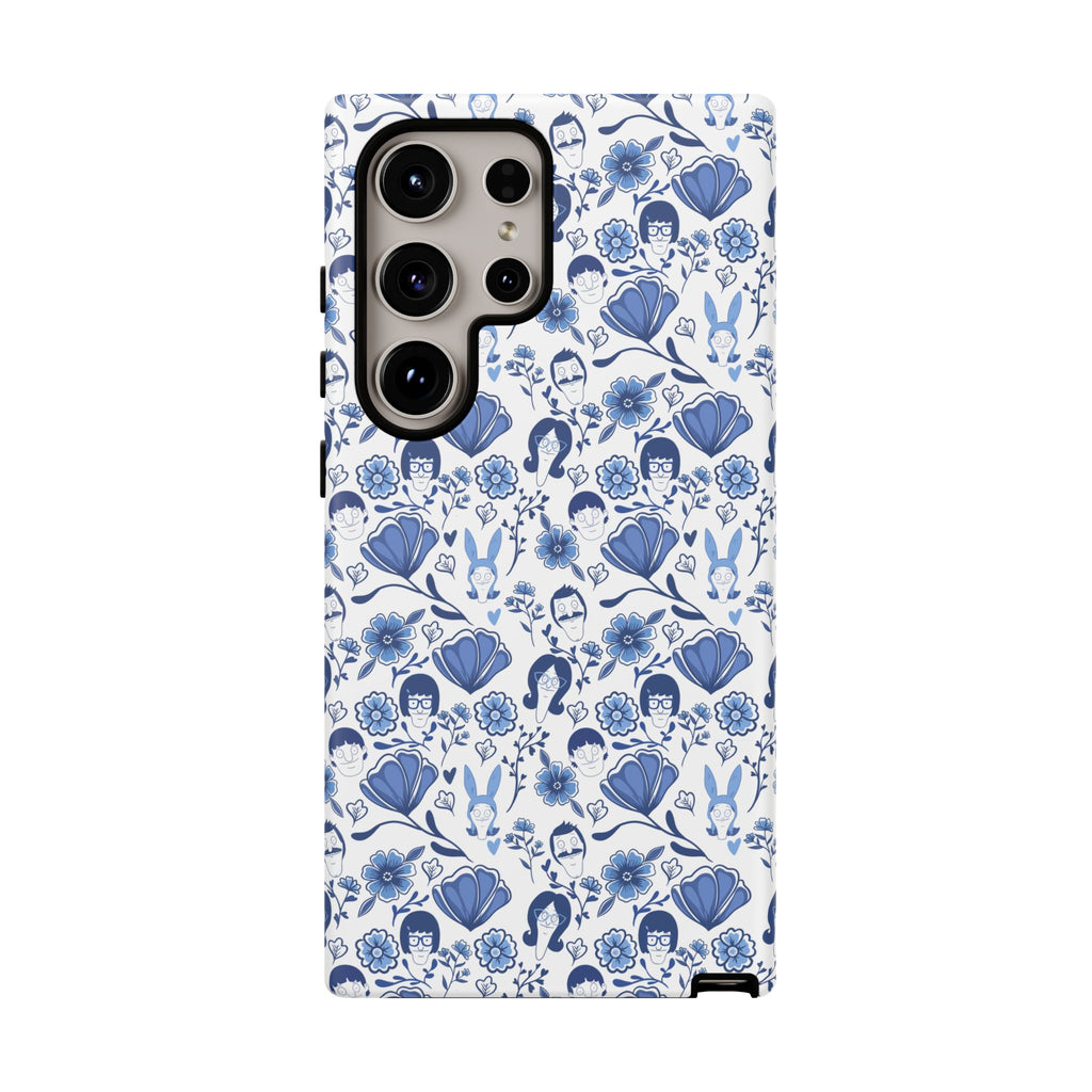 Bob's Burgers Inspired Blue Fine China Floral Tough Phone Case for iPhone, Google, and Samsung