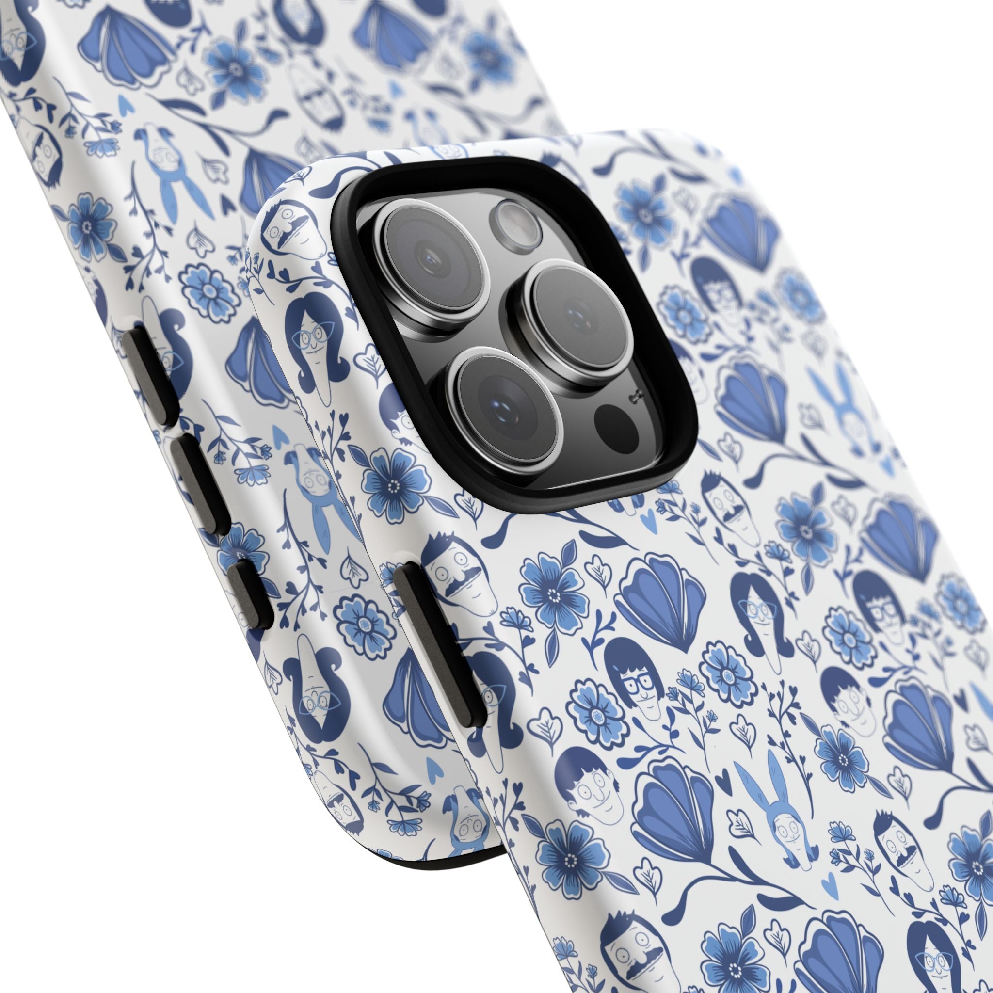 Bob's Burgers Inspired Blue Fine China Floral Tough Phone Case for iPhone, Google, and Samsung