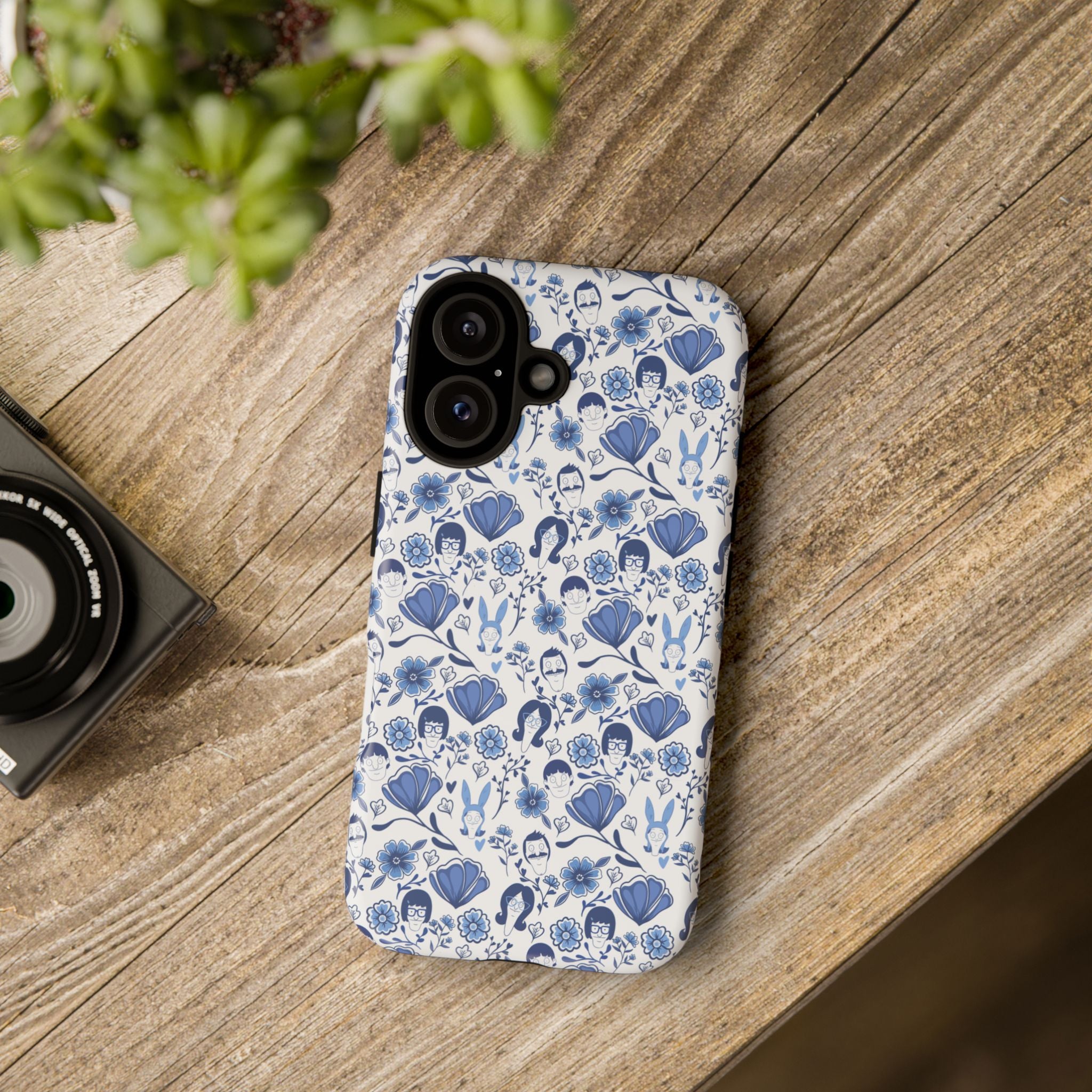 Bob's Burgers Inspired Blue Fine China Floral Tough Phone Case for iPhone, Google, and Samsung