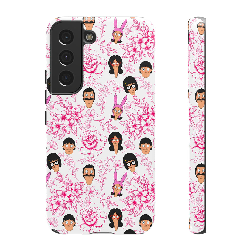 Bob's Burgers inspired Phone Case — Floral Pattern with Character Faces iPhone, Samsung, Google Phones