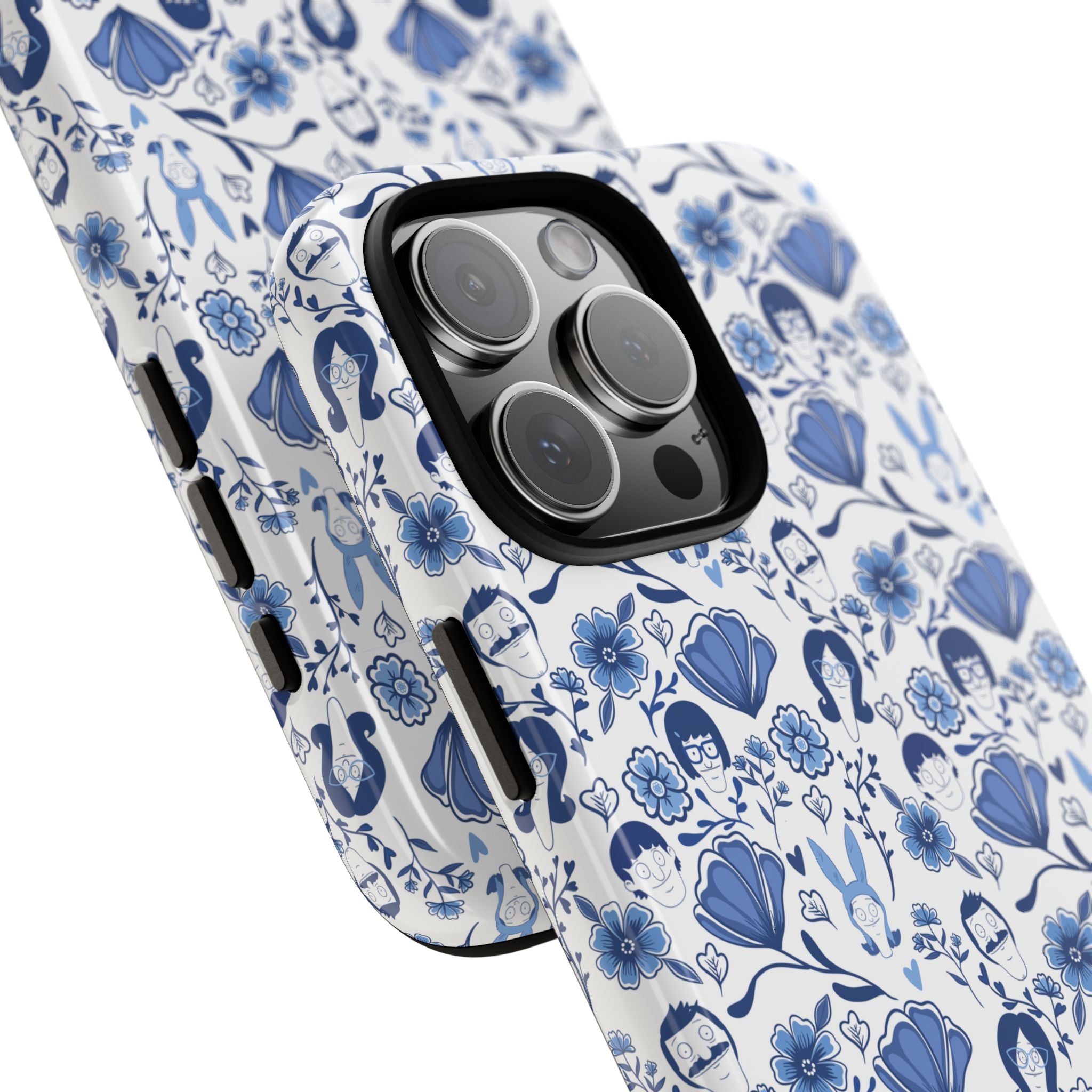Bob's Burgers Inspired Blue Fine China Floral Tough Phone Case for iPhone, Google, and Samsung