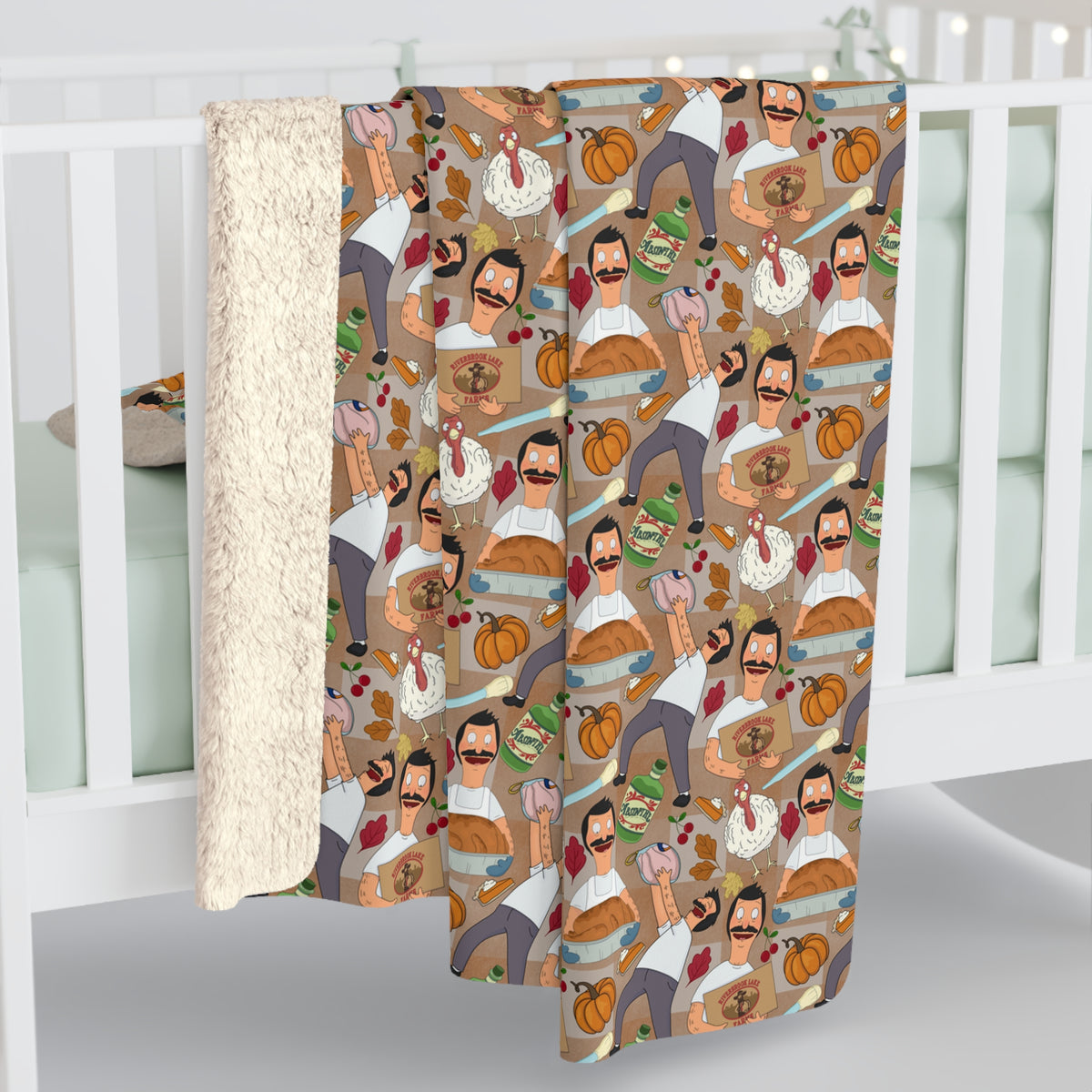 Gingham Thanksgiving Bob Sherpa Fleece Blanket