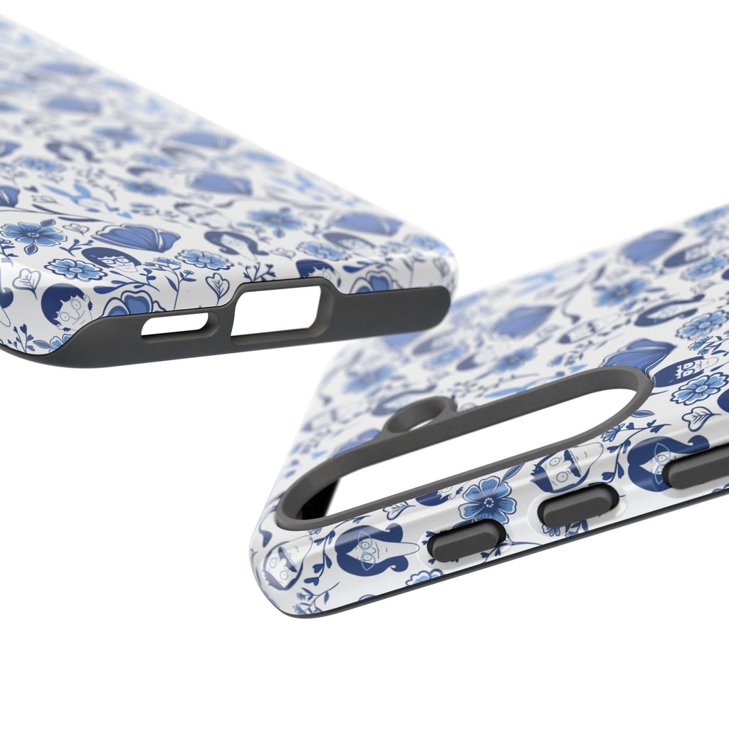Bob's Burgers Inspired Blue Fine China Floral Tough Phone Case for iPhone, Google, and Samsung