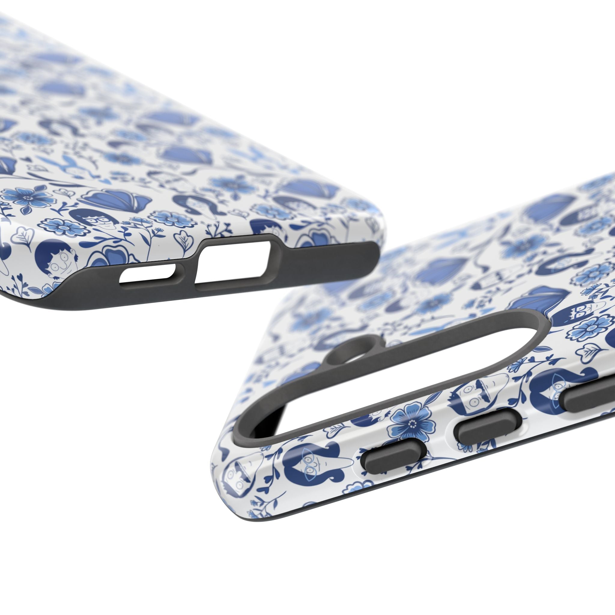 Bob's Burgers Inspired Blue Fine China Floral Tough Phone Case for iPhone, Google, and Samsung