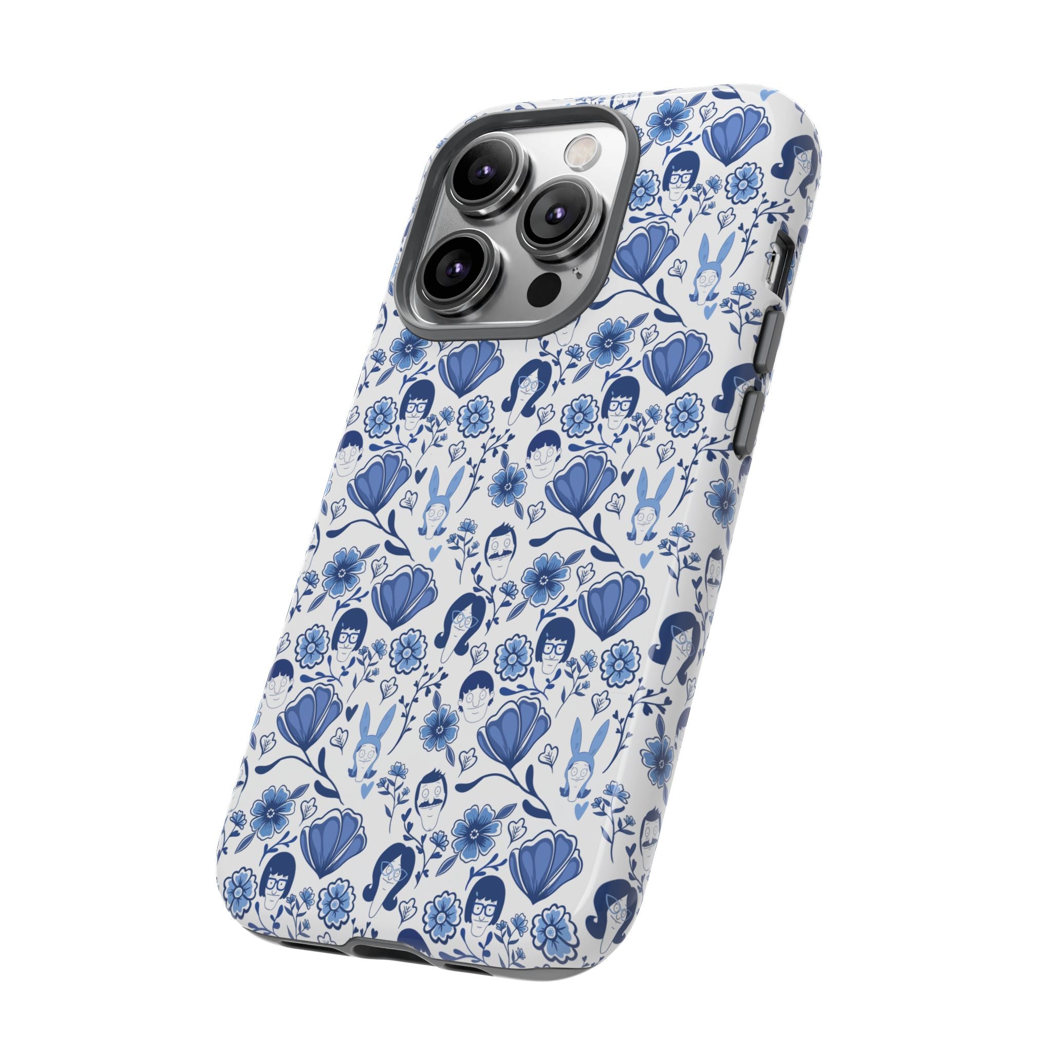 Bob's Burgers Inspired Blue Fine China Floral Tough Phone Case for iPhone, Google, and Samsung