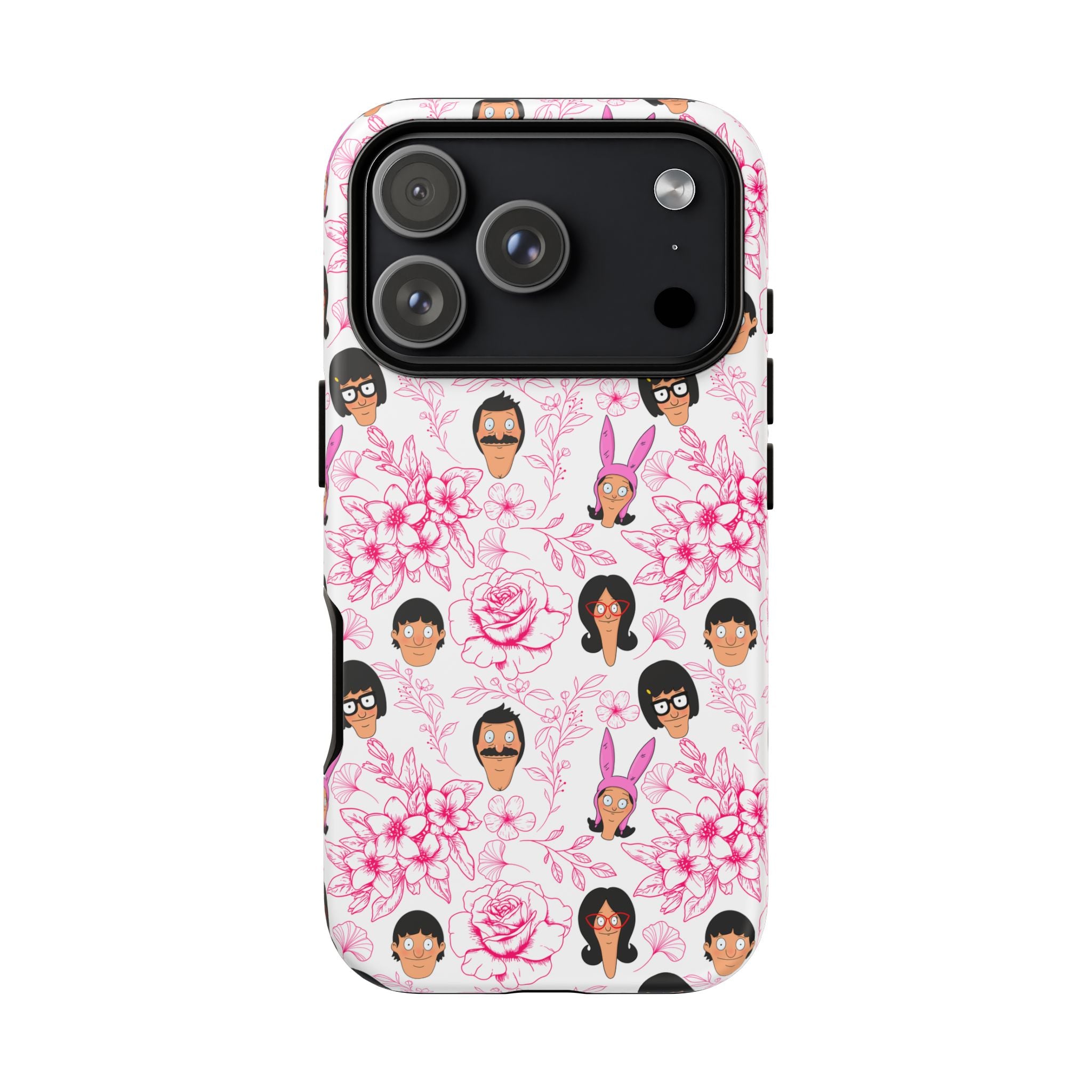 Bob's Burgers inspired Phone Case — Floral Pattern with Character Faces iPhone, Samsung, Google Phones