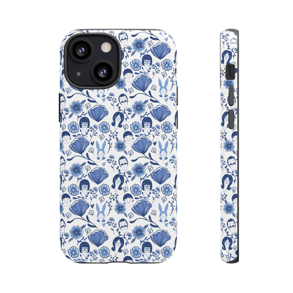 Bob's Burgers Inspired Blue Fine China Floral Tough Phone Case for iPhone, Google, and Samsung