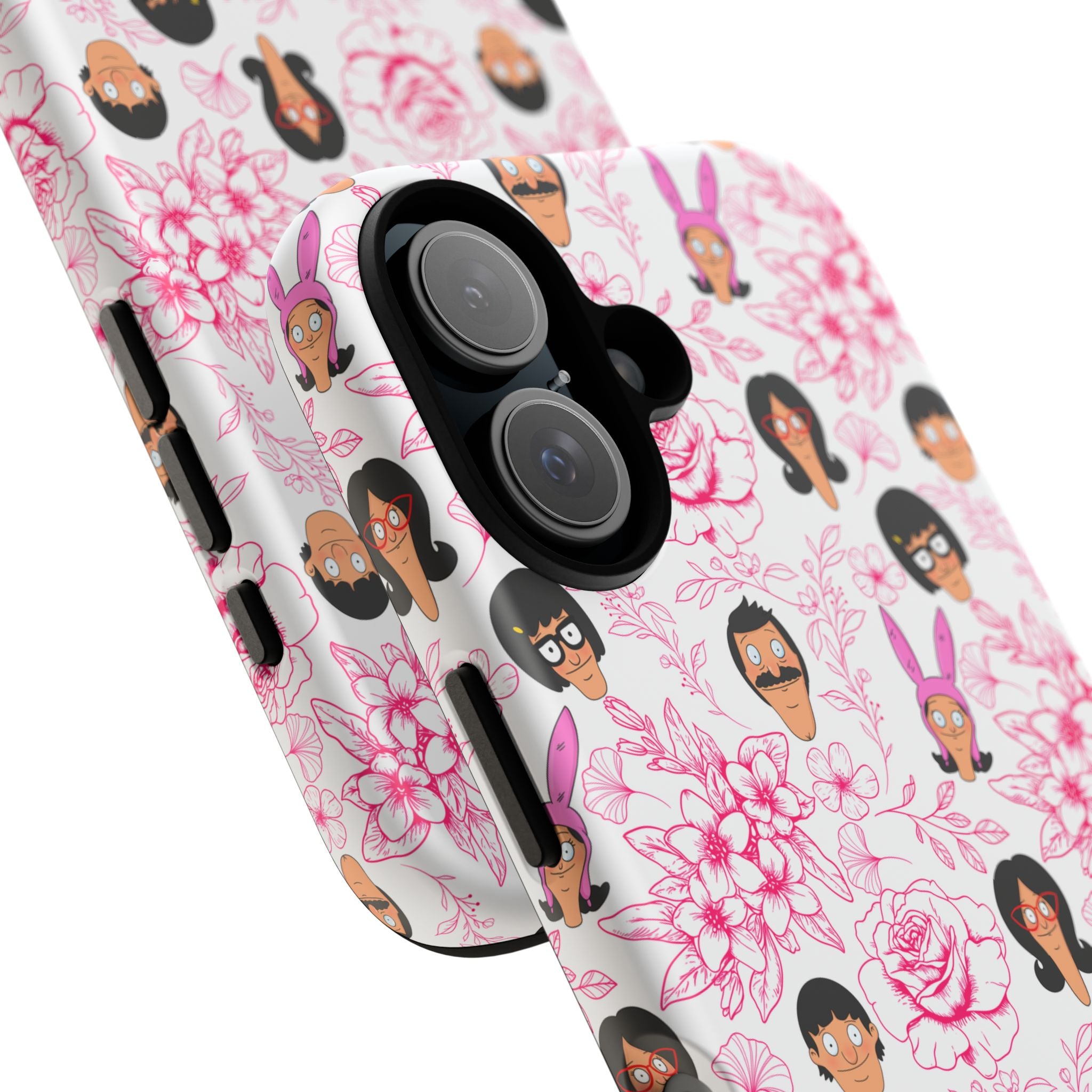 Bob's Burgers inspired Phone Case — Floral Pattern with Character Faces iPhone, Samsung, Google Phones
