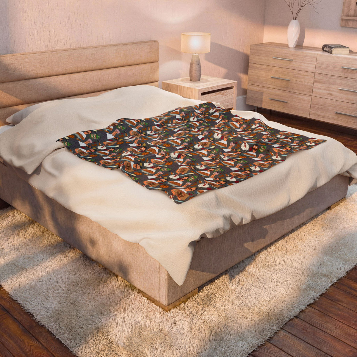 Gray Thanksgiving with Bob Cozy Plush Blanket