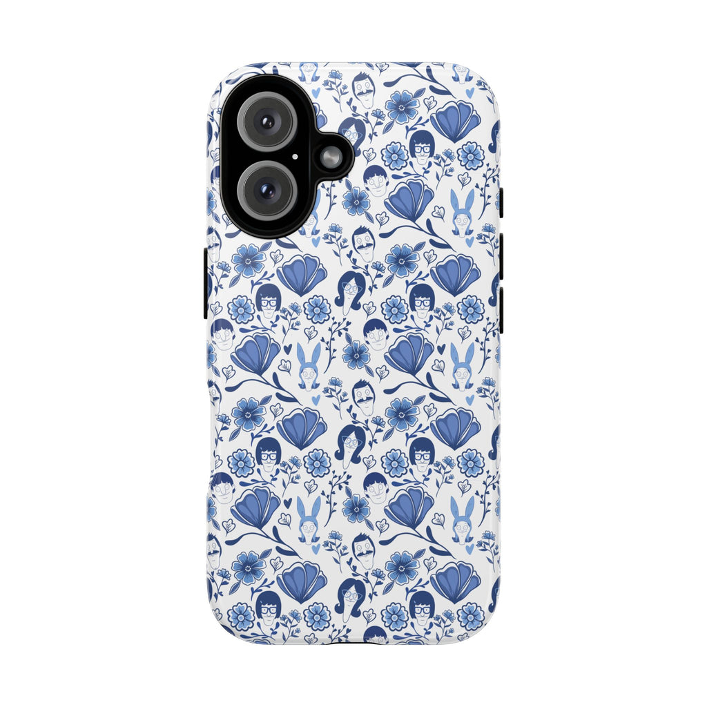 Bob's Burgers Inspired Blue Fine China Floral Tough Phone Case for iPhone, Google, and Samsung