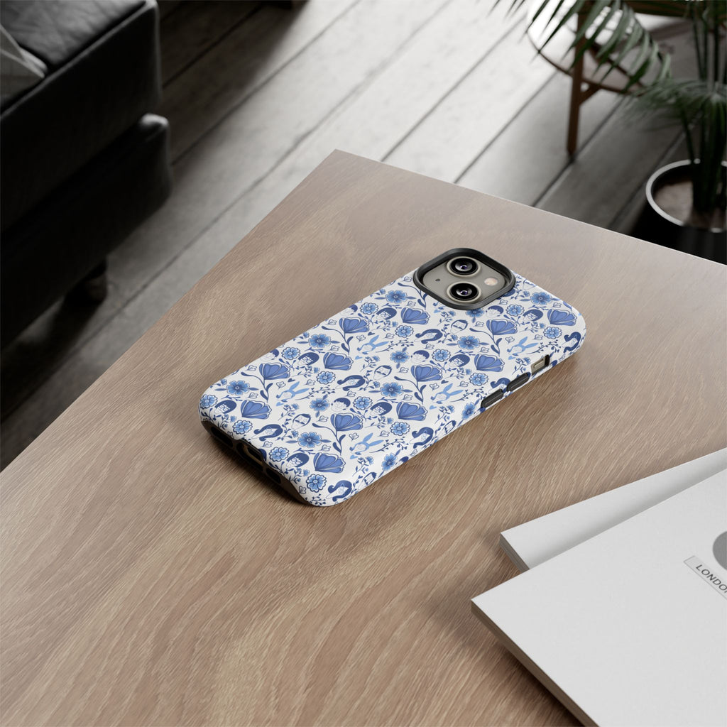 Bob's Burgers Inspired Blue Fine China Floral Tough Phone Case for iPhone, Google, and Samsung
