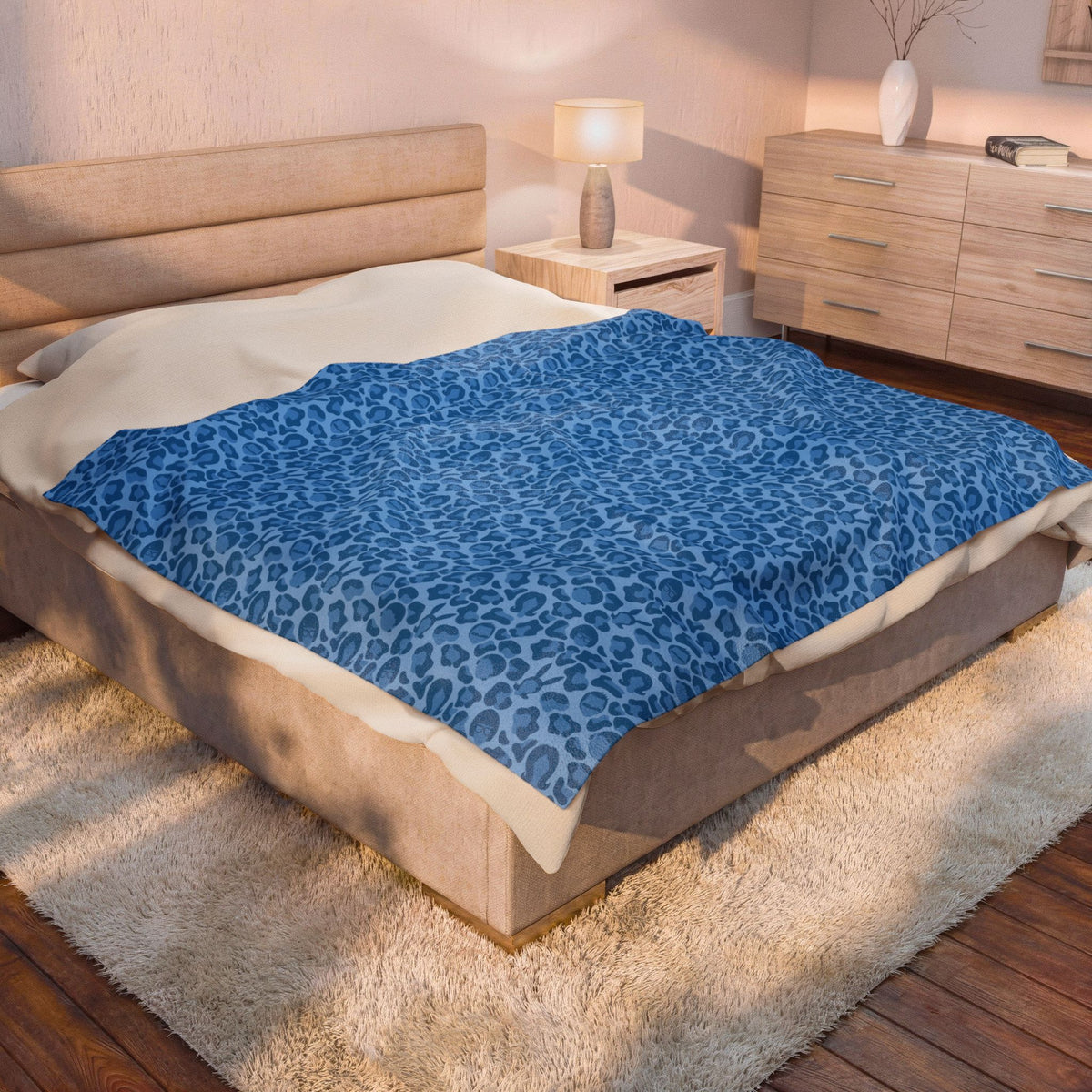 Blue Leopard Print Belchers Plush Blanket
