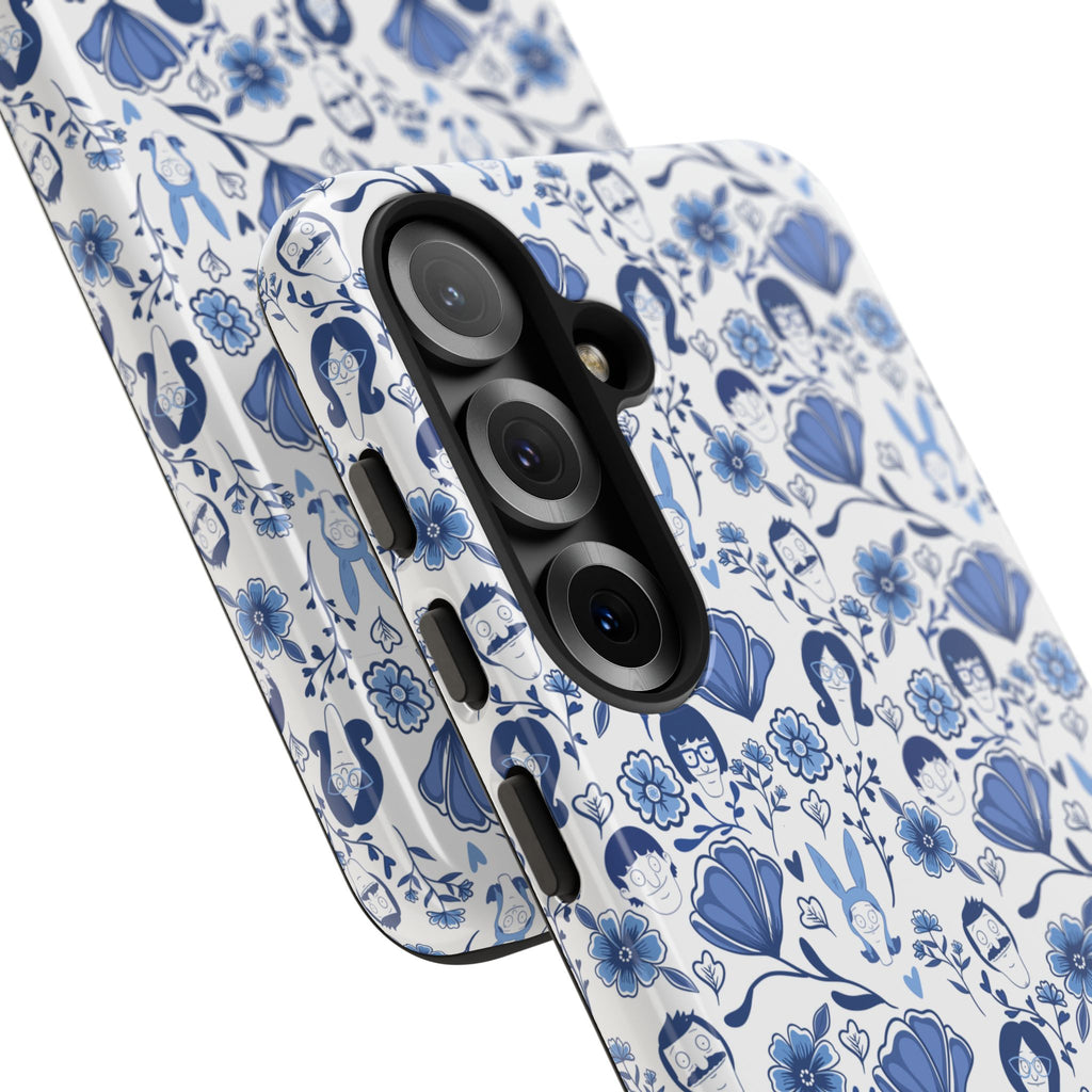 Bob's Burgers Inspired Blue Fine China Floral Tough Phone Case for iPhone, Google, and Samsung